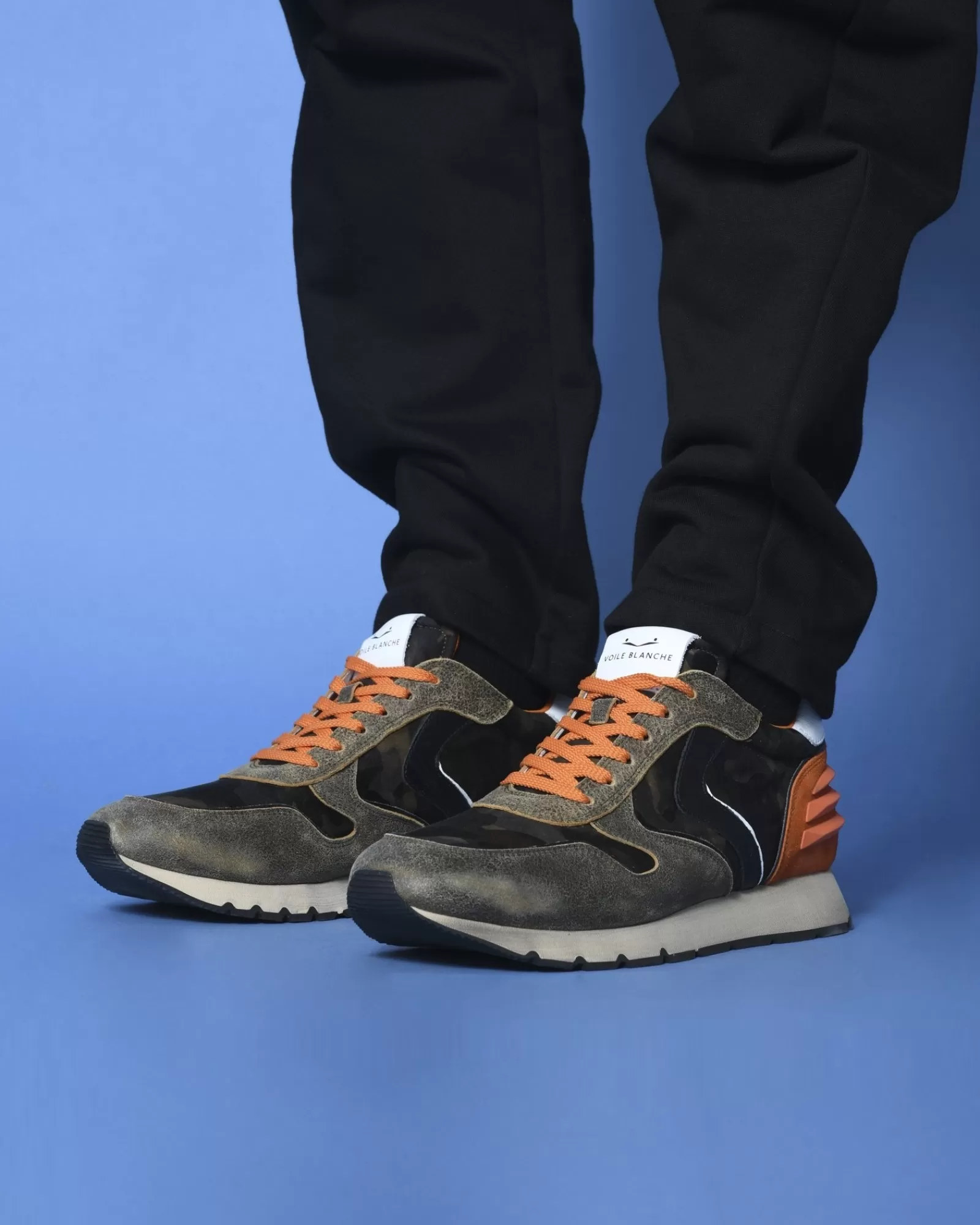 La Piscine Paris Basket en cuir et daim Voile Blanche Kaki Online