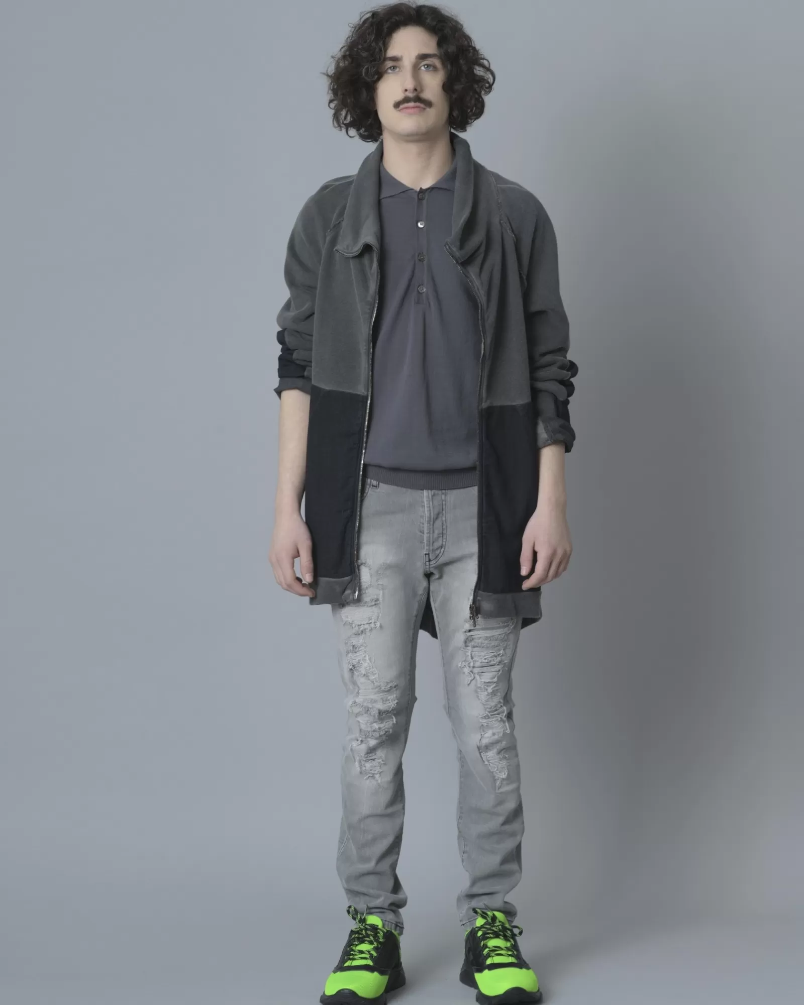 La Piscine Paris Blouson bicolore Lost & Found Gris Shop