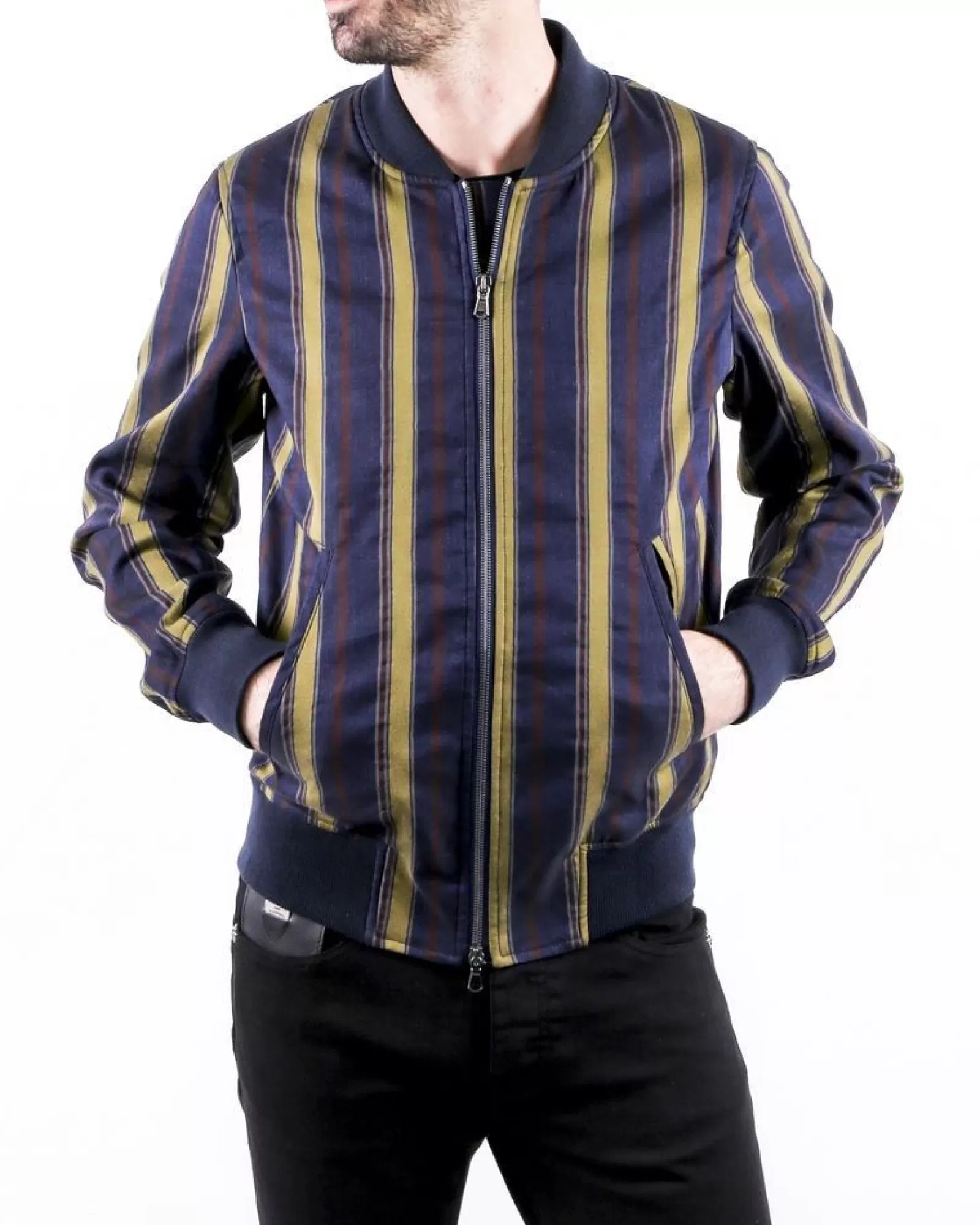 La Piscine Paris Blouson type bomber à rayures Ly Adams Bleu Shop