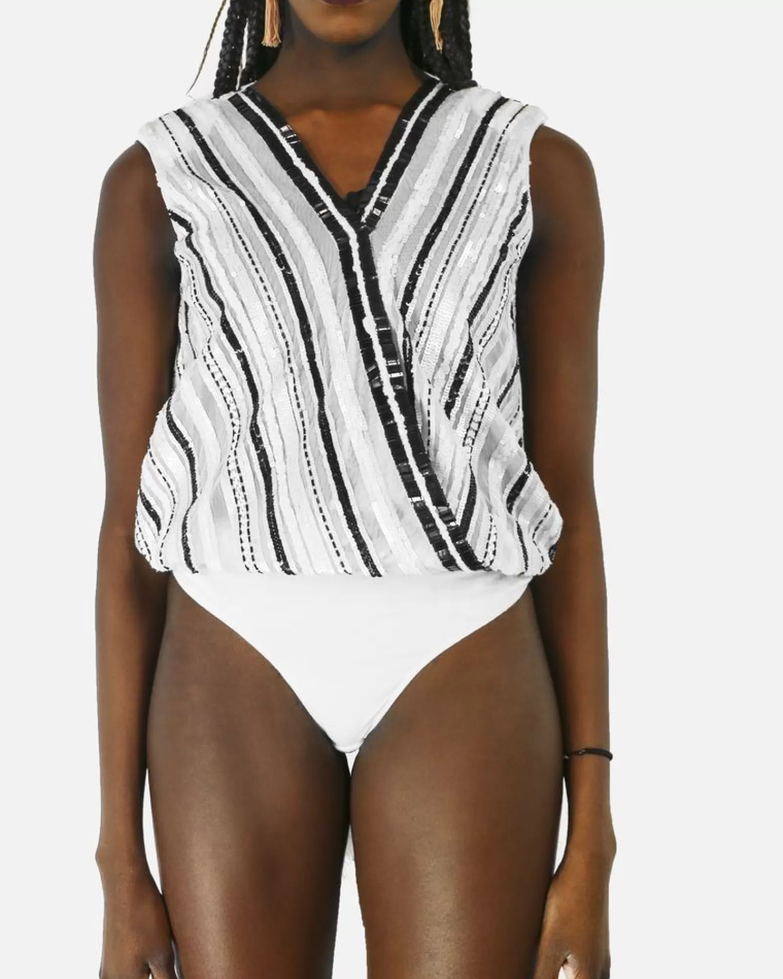 La Piscine Paris Body tulle perlé Elisabetta Franchi Blanc Flash Sale