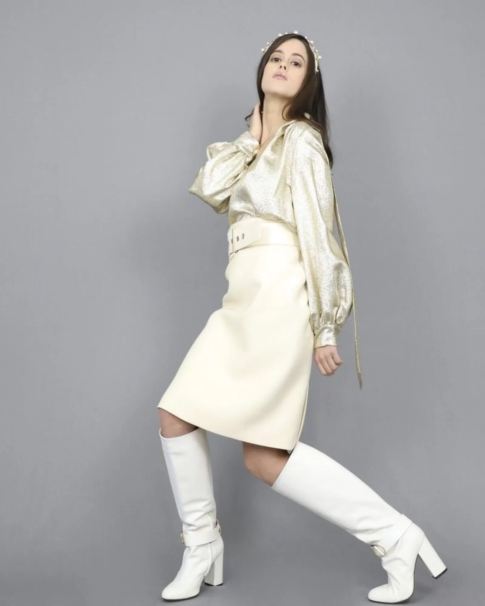 La Piscine Paris Bottes en cuir lisse et boucle amovible à la cheville Nenette Blanc Discount