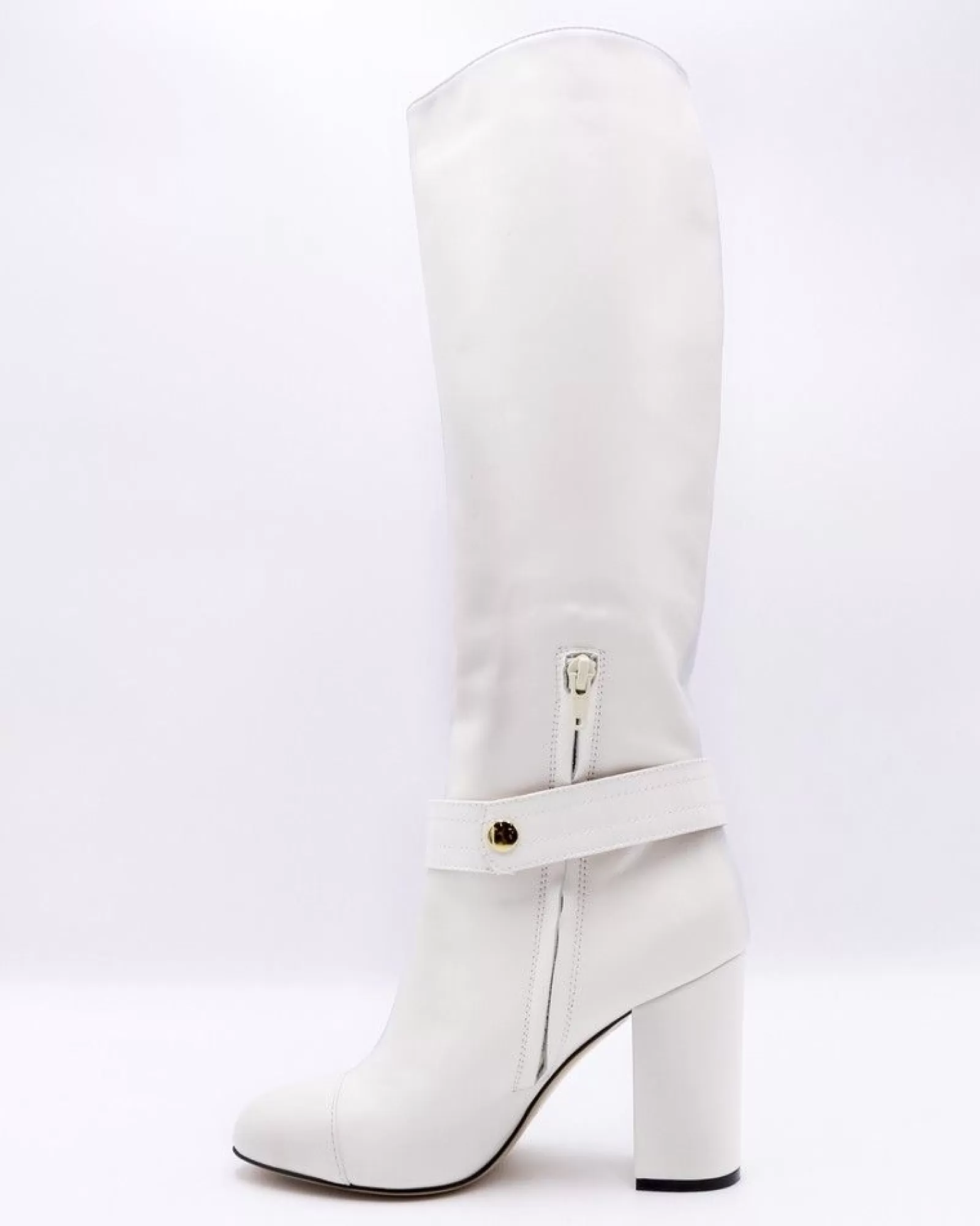 La Piscine Paris Bottes en cuir lisse et boucle amovible à la cheville Nenette Blanc Discount