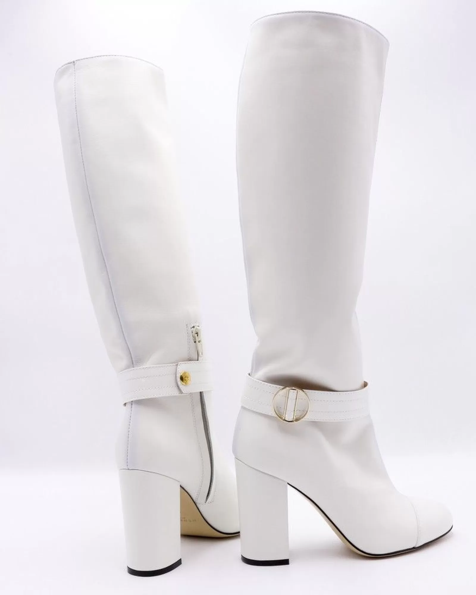 La Piscine Paris Bottes en cuir lisse et boucle amovible à la cheville Nenette Blanc Discount