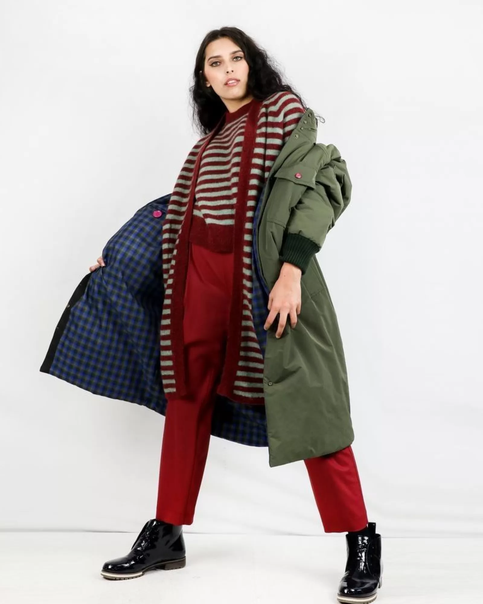 La Piscine Paris Cardigan en alpaga bicolore rayé Momoni Rouge Fashion