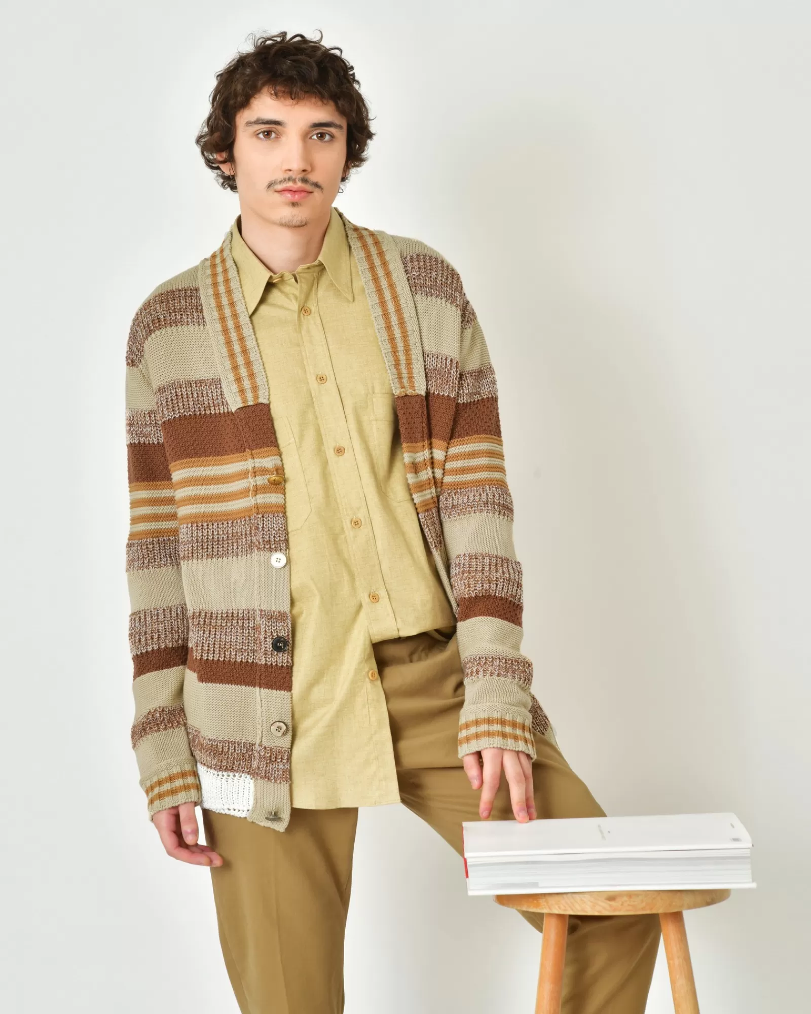 La Piscine Paris Cardigan en coton à boutons Gabriele Pasini Beige Flash Sale