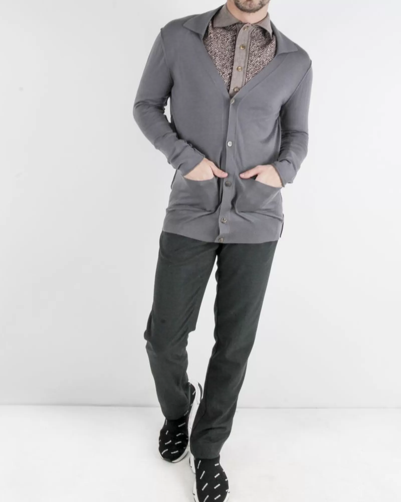 La Piscine Paris Cardigan en laine mérinos Manostorti Gris Outlet