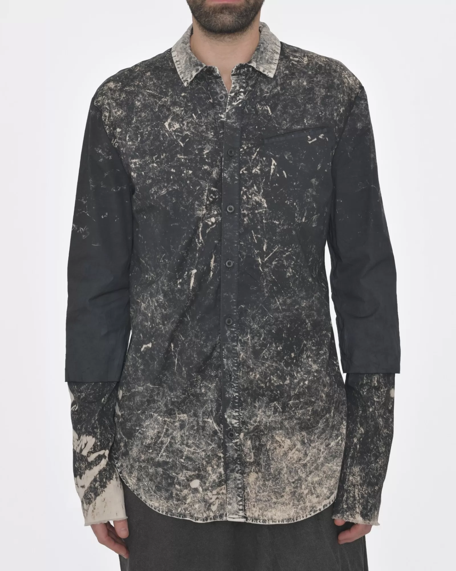 La Piscine Paris Chemise anthracite print taches blanches Lost & Found Noir Fashion