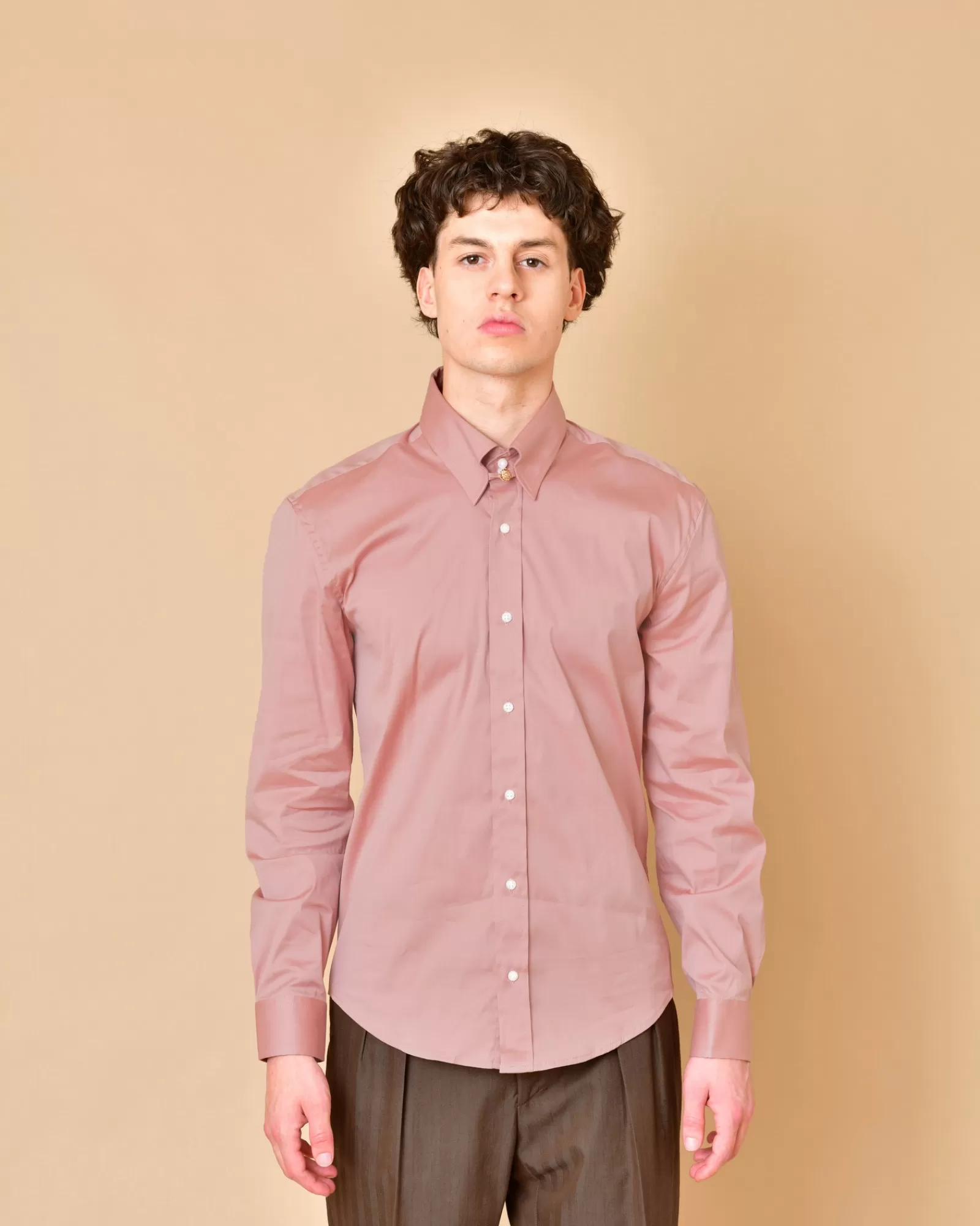 La Piscine Paris Chemise en coton mélangé à bouton doré Lords & Fools Rose Best