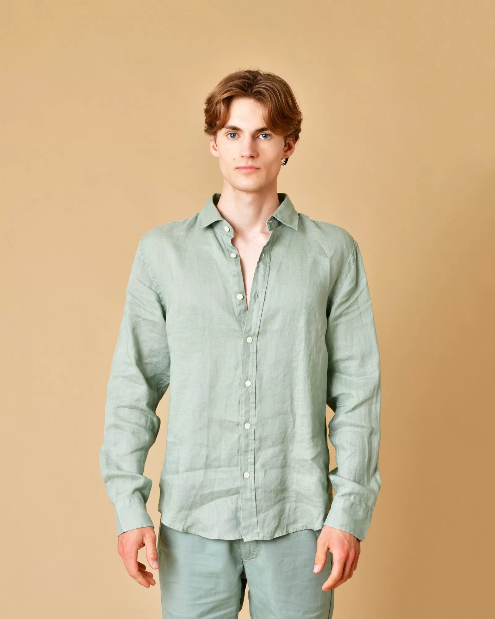 La Piscine Paris Chemise en lin de gris AT.P.CO Vert Best Sale