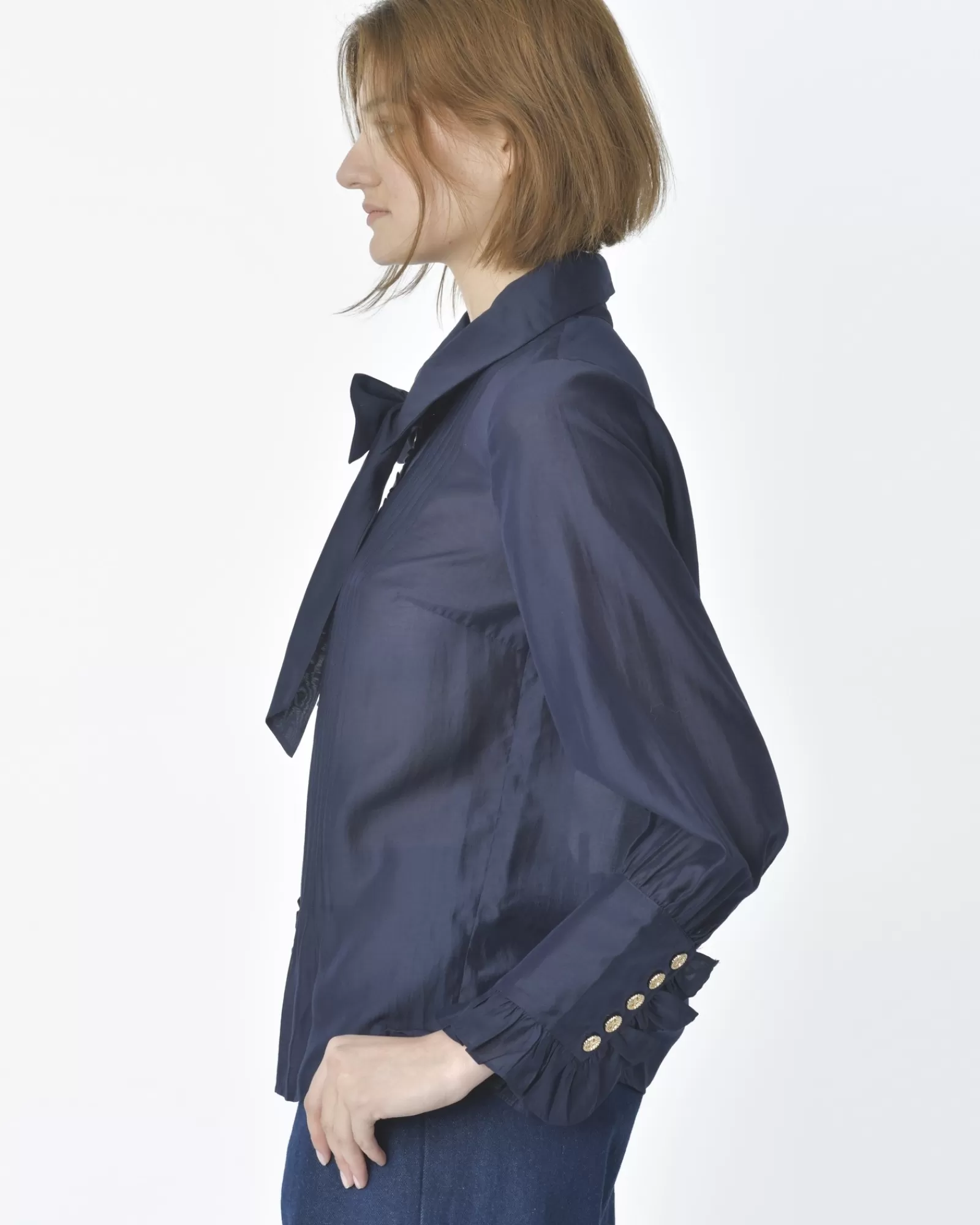 La Piscine Paris Chemisier en coton navy Edward Achour Bleu Hot