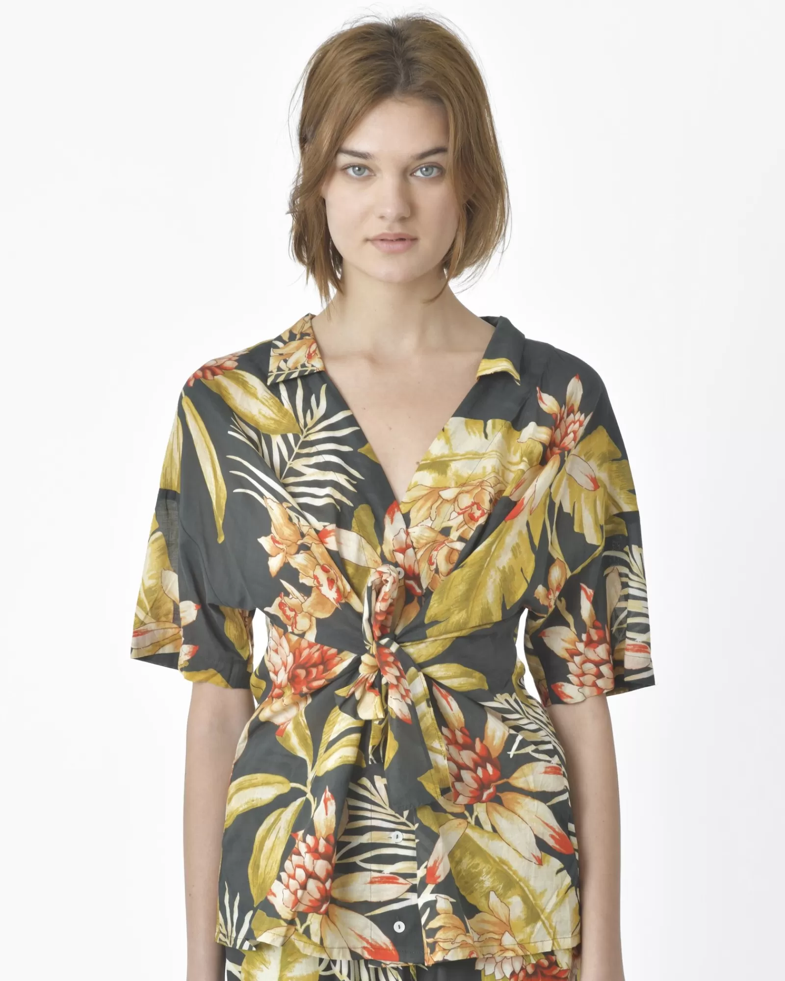 La Piscine Paris Chemisier motif forêt exotique d'ensemble Diega Noir Fashion