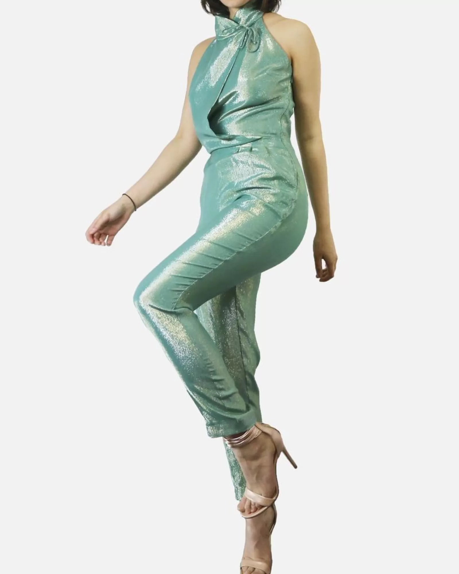 La Piscine Paris Combinaison en crêpes de soie lamée e Space Simona Corsellini Vert Fashion
