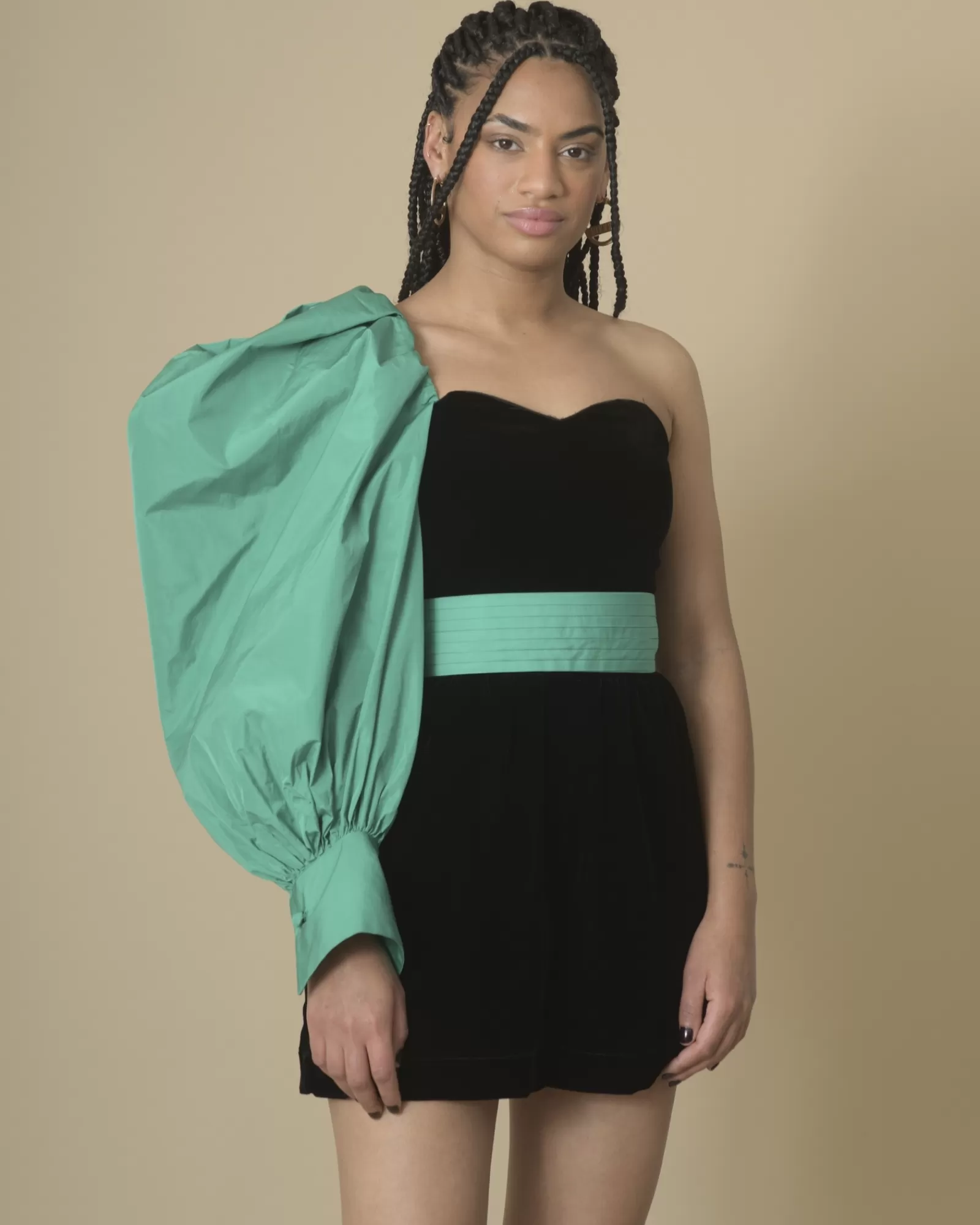 La Piscine Paris Combi-short one shoulder Space Simona Corsellini Noir Hot