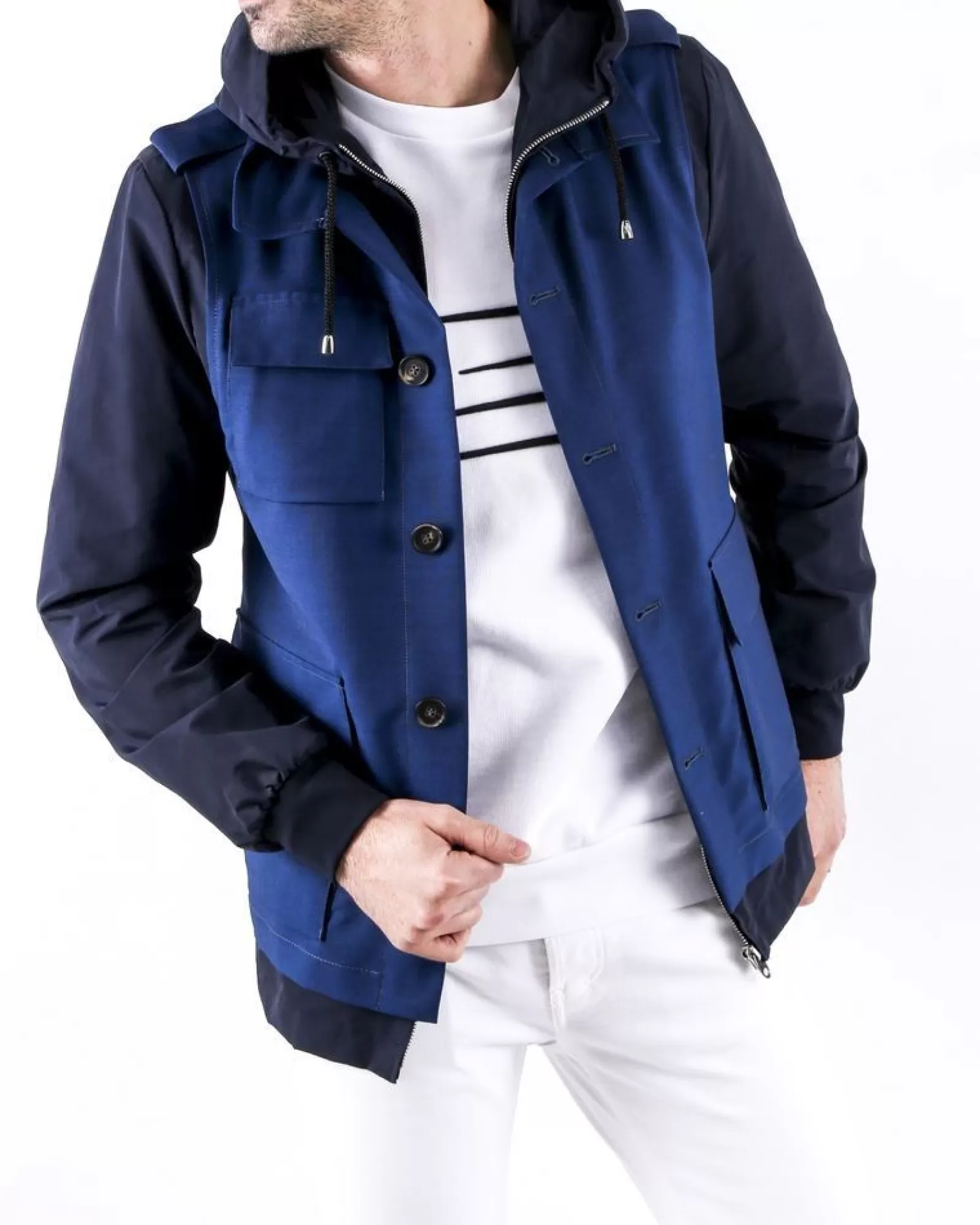 La Piscine Paris Double blouson bicolore à capuche Ly Adams Bleu Hot