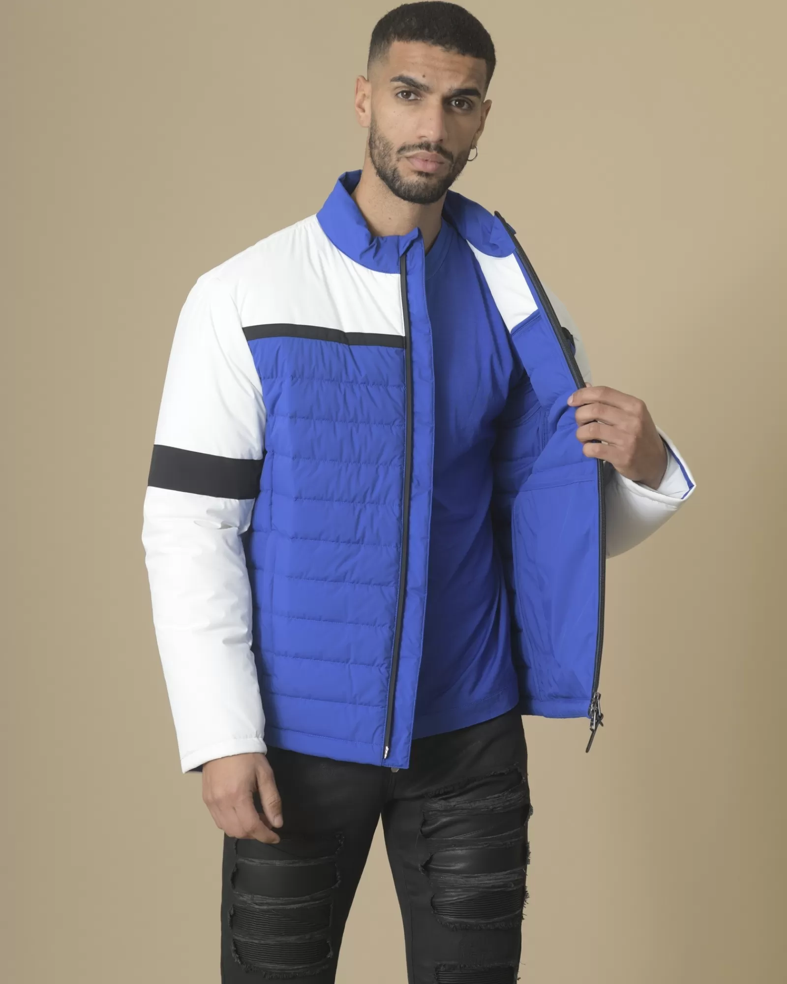 La Piscine Paris Doudoune matelassée color block Mackage Bleu Cheap
