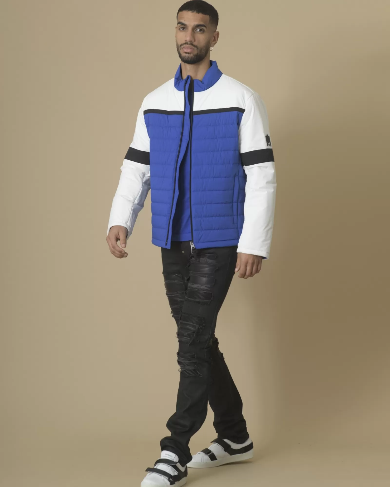 La Piscine Paris Doudoune matelassée color block Mackage Bleu Cheap