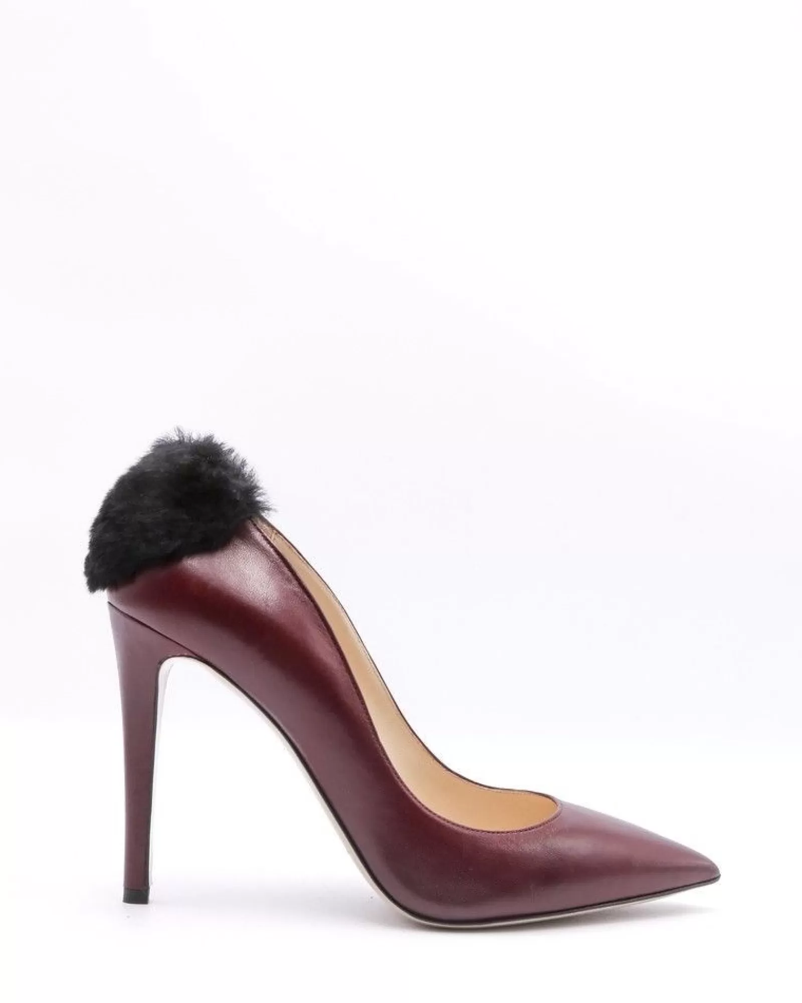 La Piscine Paris Escarpins en cuir à empiècement fourrure Maria Grazia Severi Bordeaux Store