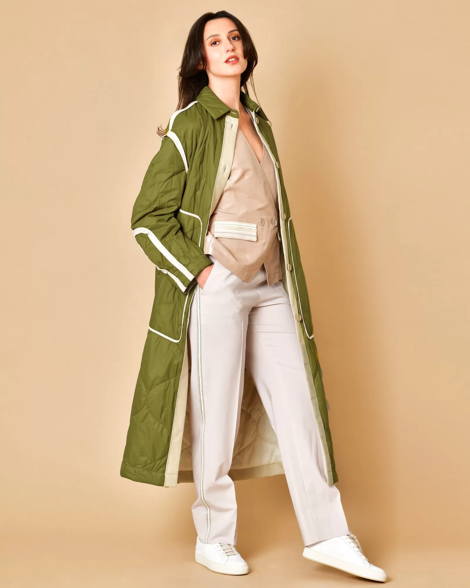 La Piscine Paris Gilet en coton Lorena Antoniazzi Beige Cheap