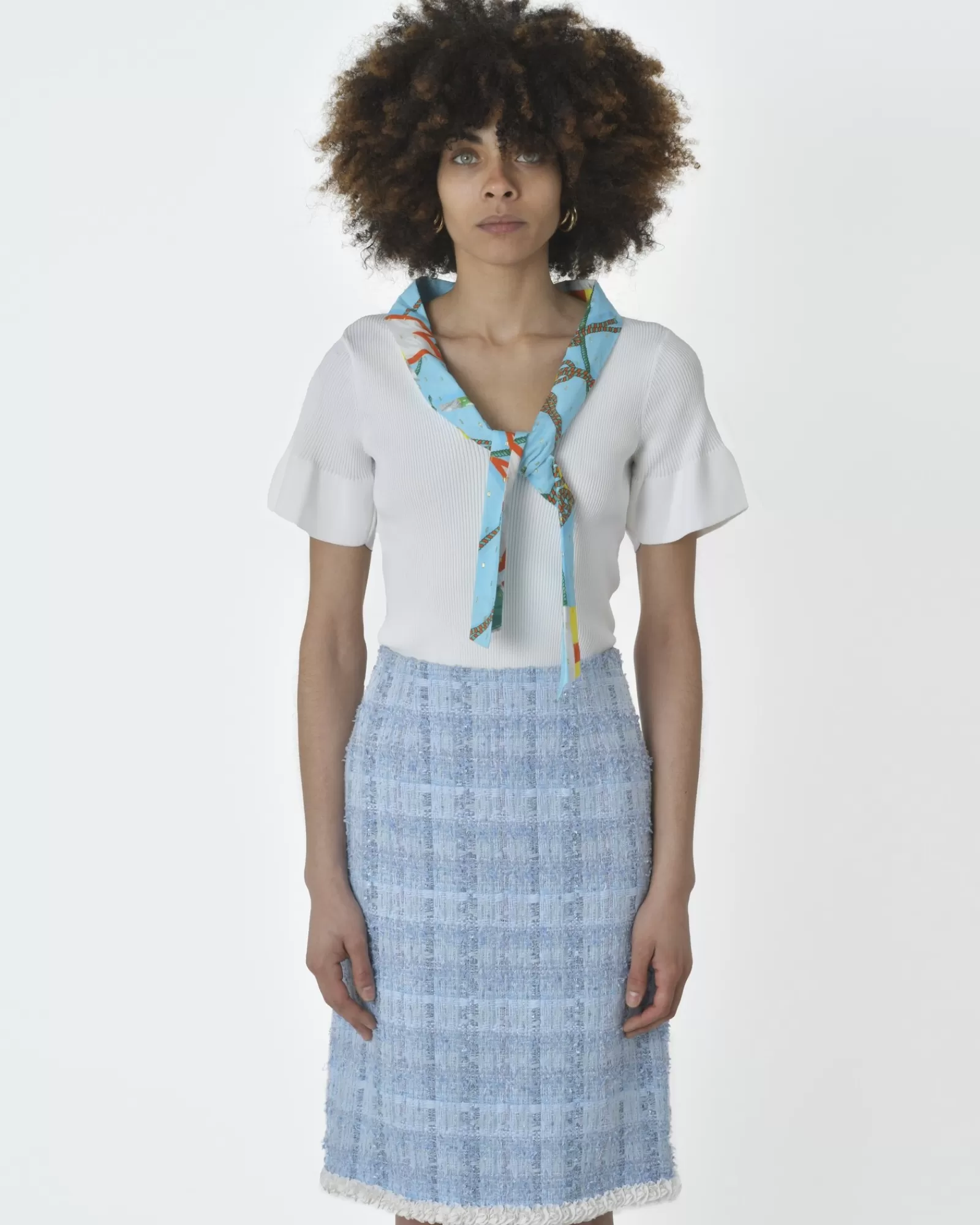 La Piscine Paris Haut en maille à col foulard Edward Achour Blanc Outlet