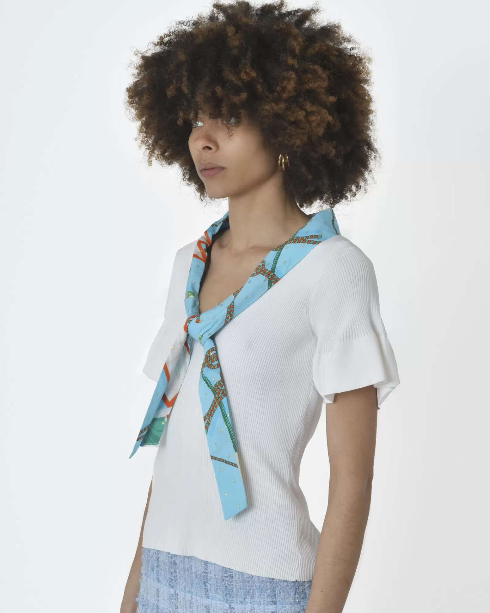 La Piscine Paris Haut en maille à col foulard Edward Achour Blanc Outlet