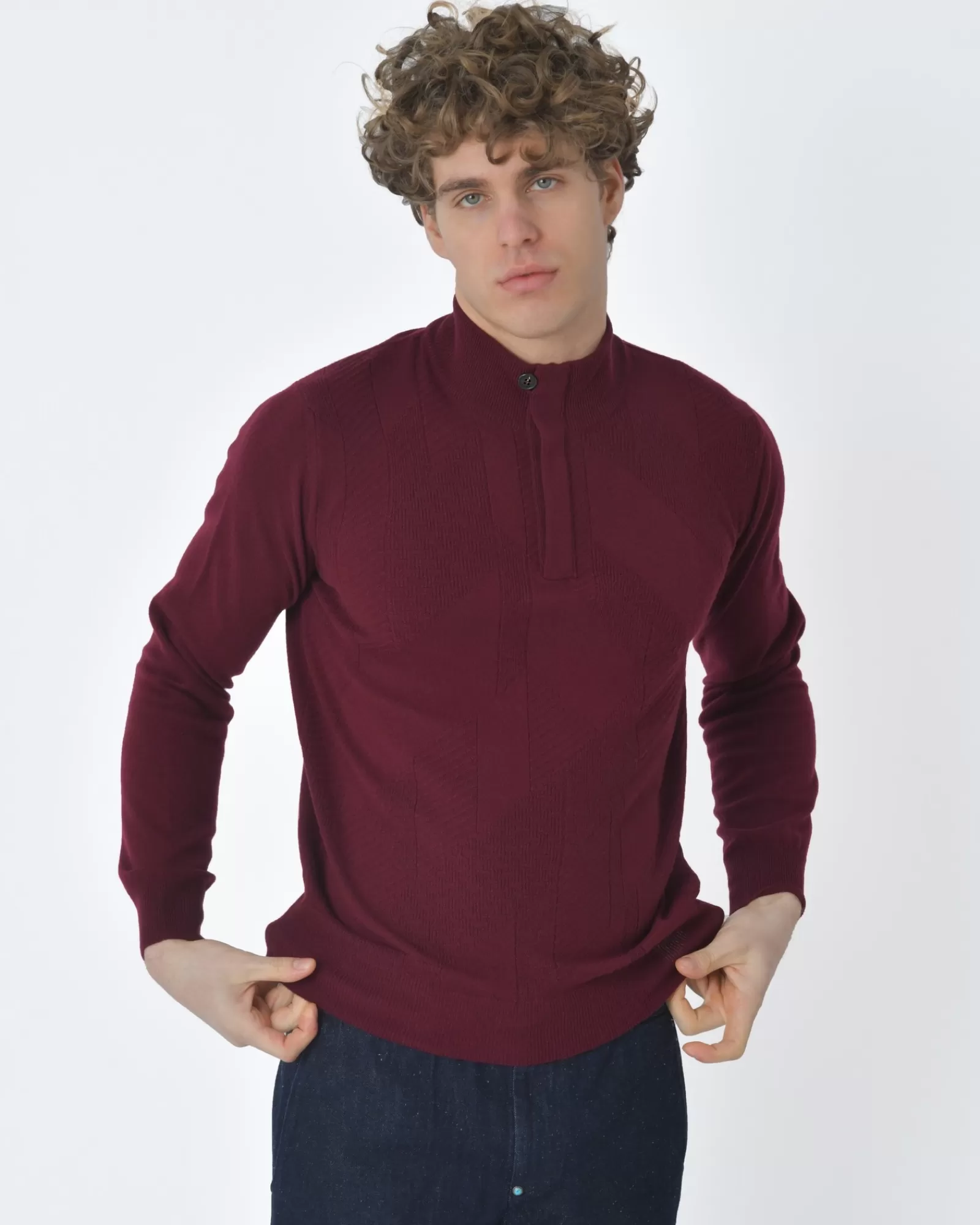 La Piscine Paris Haut maille à col montant Corneliani Bordeaux Discount