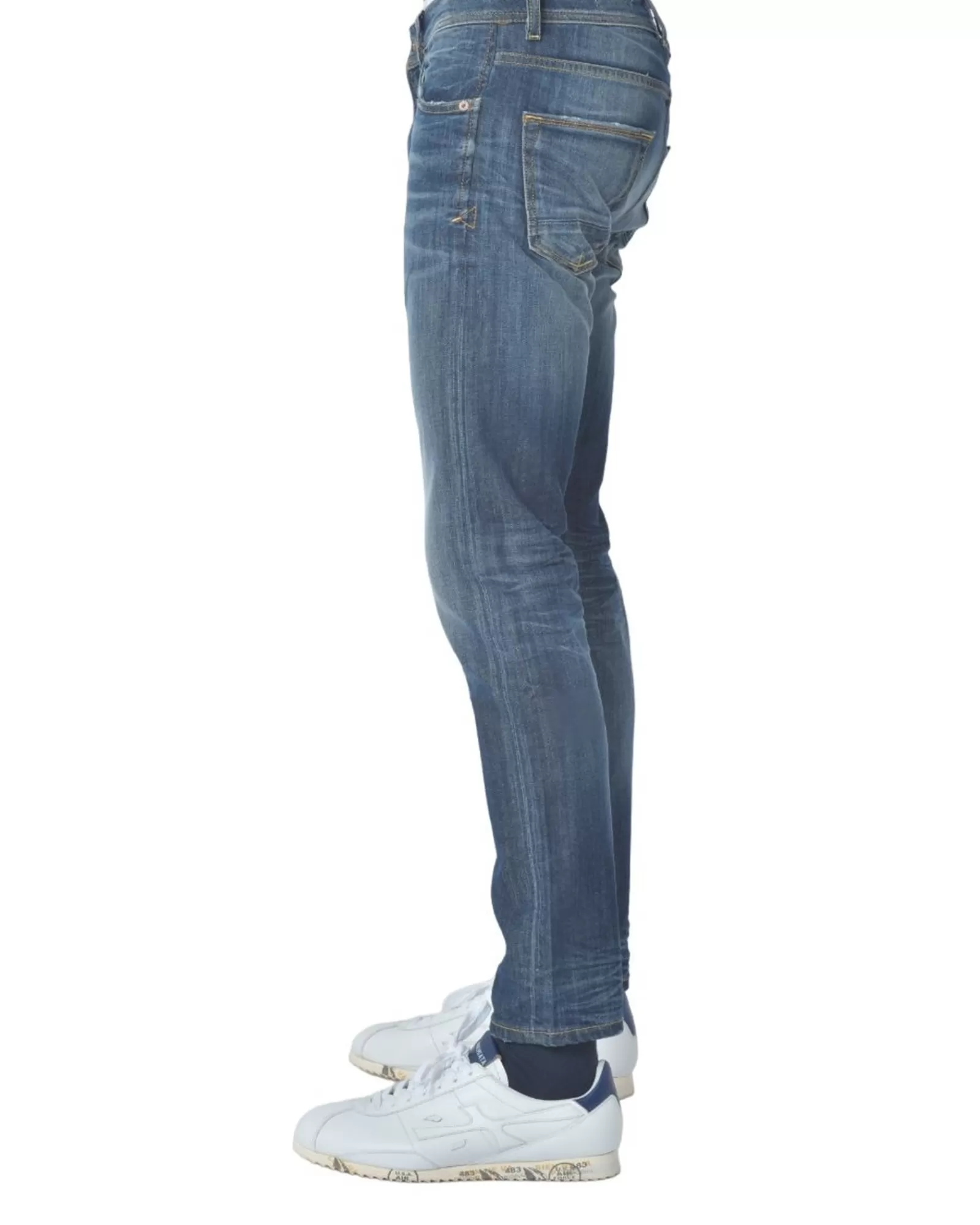 La Piscine Paris Jean denim délavé détail bordure de poche orange 3D Bleu Best Sale