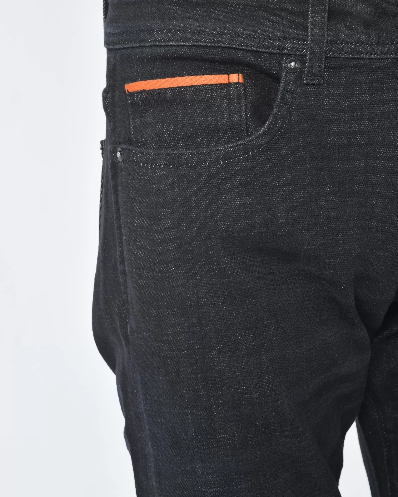La Piscine Paris Jean denim délavé détail bordure de poche orange 3D Noir Cheap