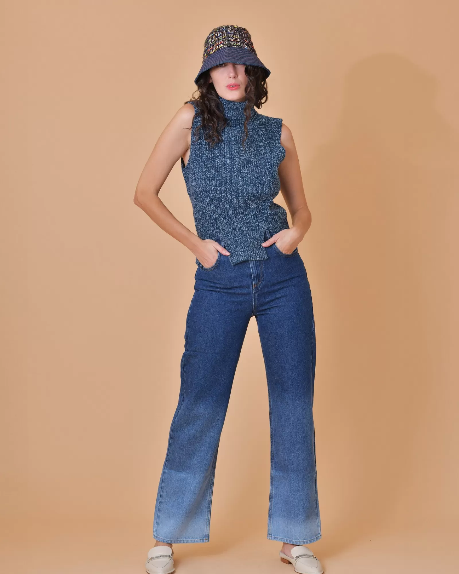 La Piscine Paris Jean en coton taille haute à dégradé Chloé Stora Bleu Best