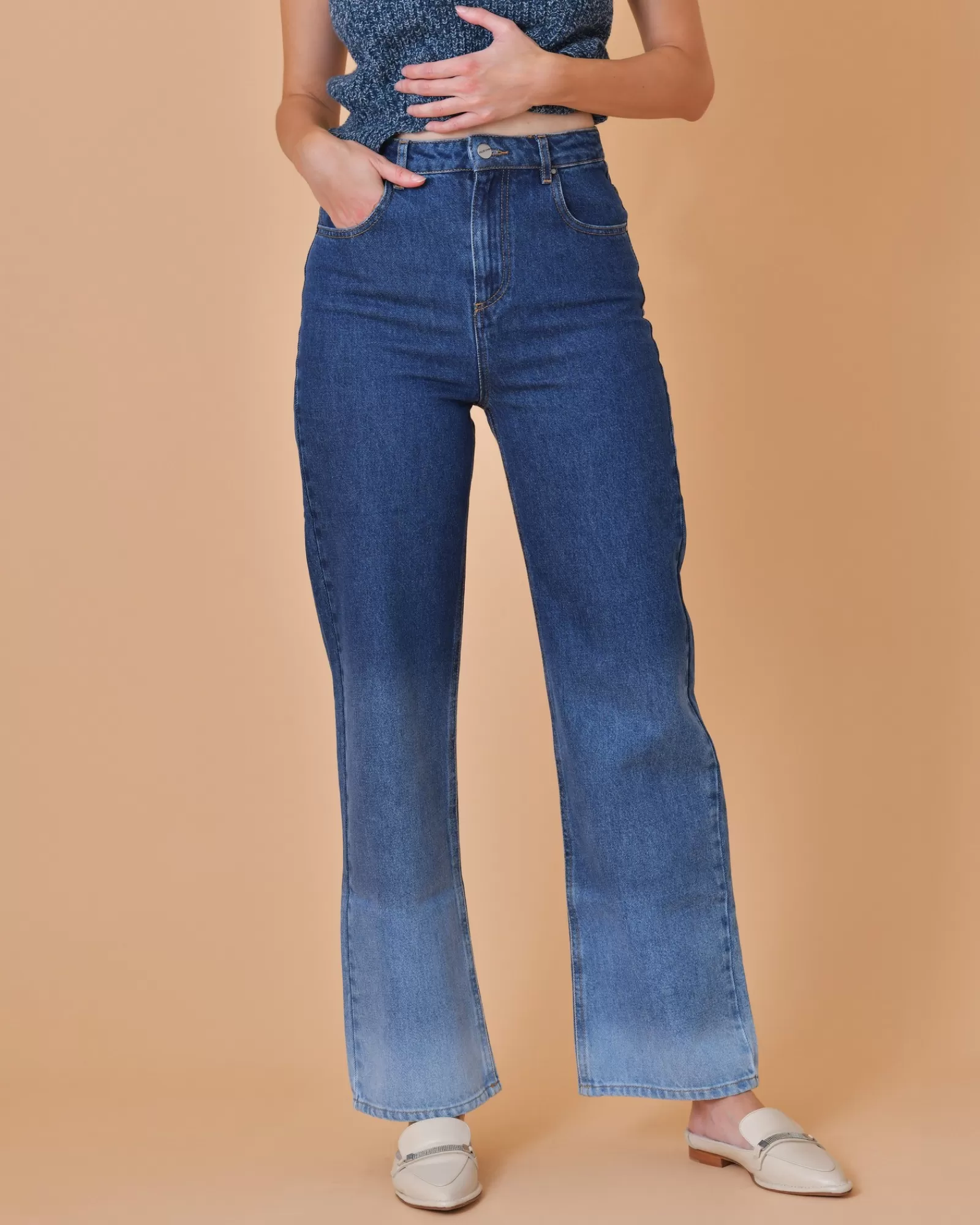 La Piscine Paris Jean en coton taille haute à dégradé Chloé Stora Bleu Best