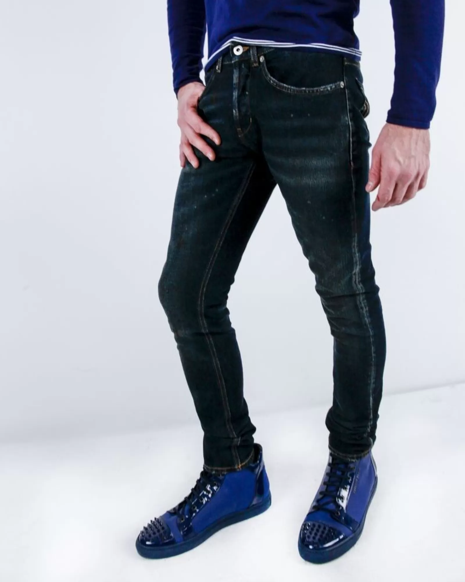 La Piscine Paris Jean skinny en coton marine Dondup Bleu Cheap
