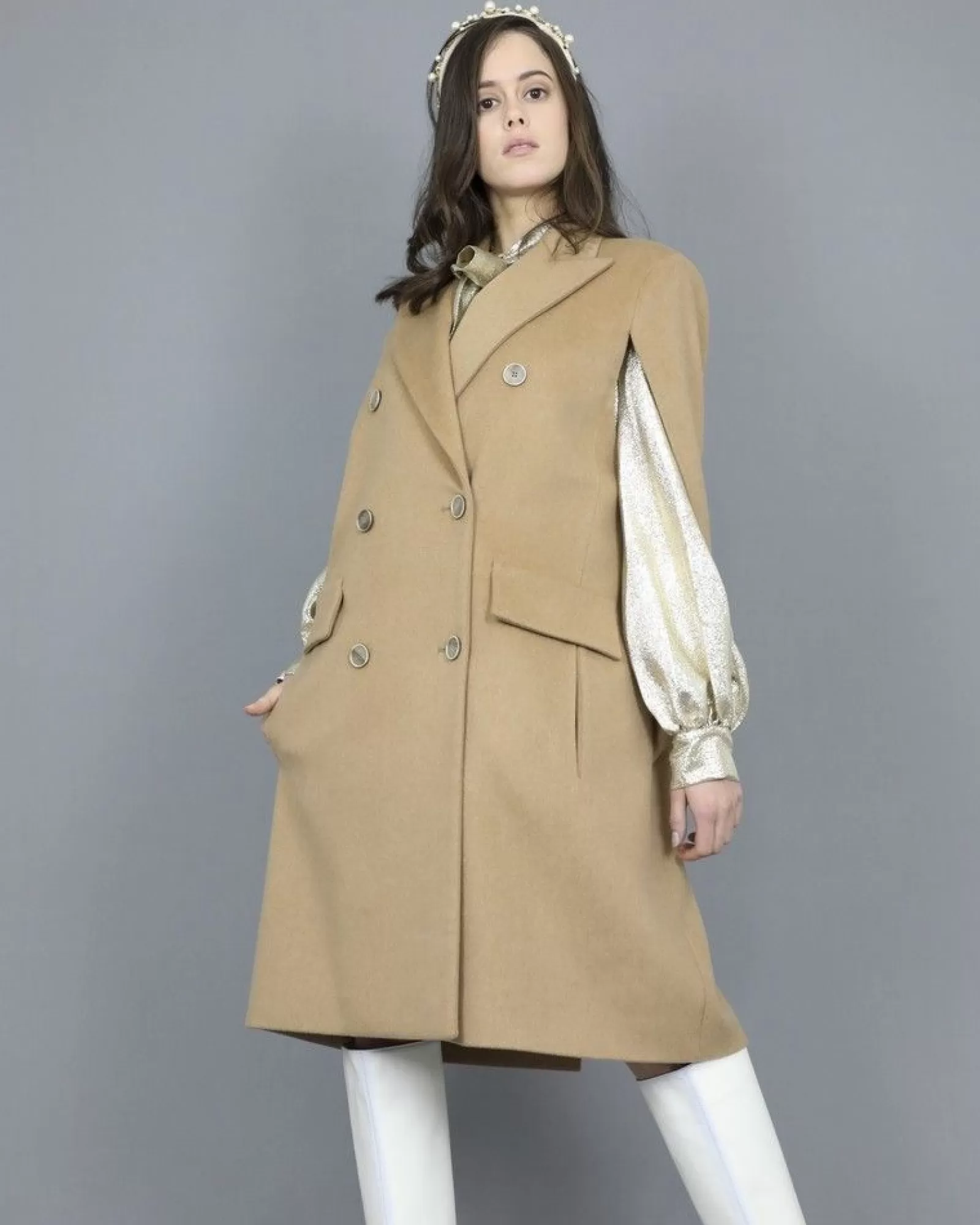 La Piscine Paris Manteau cape en laine Eleventy Beige Online
