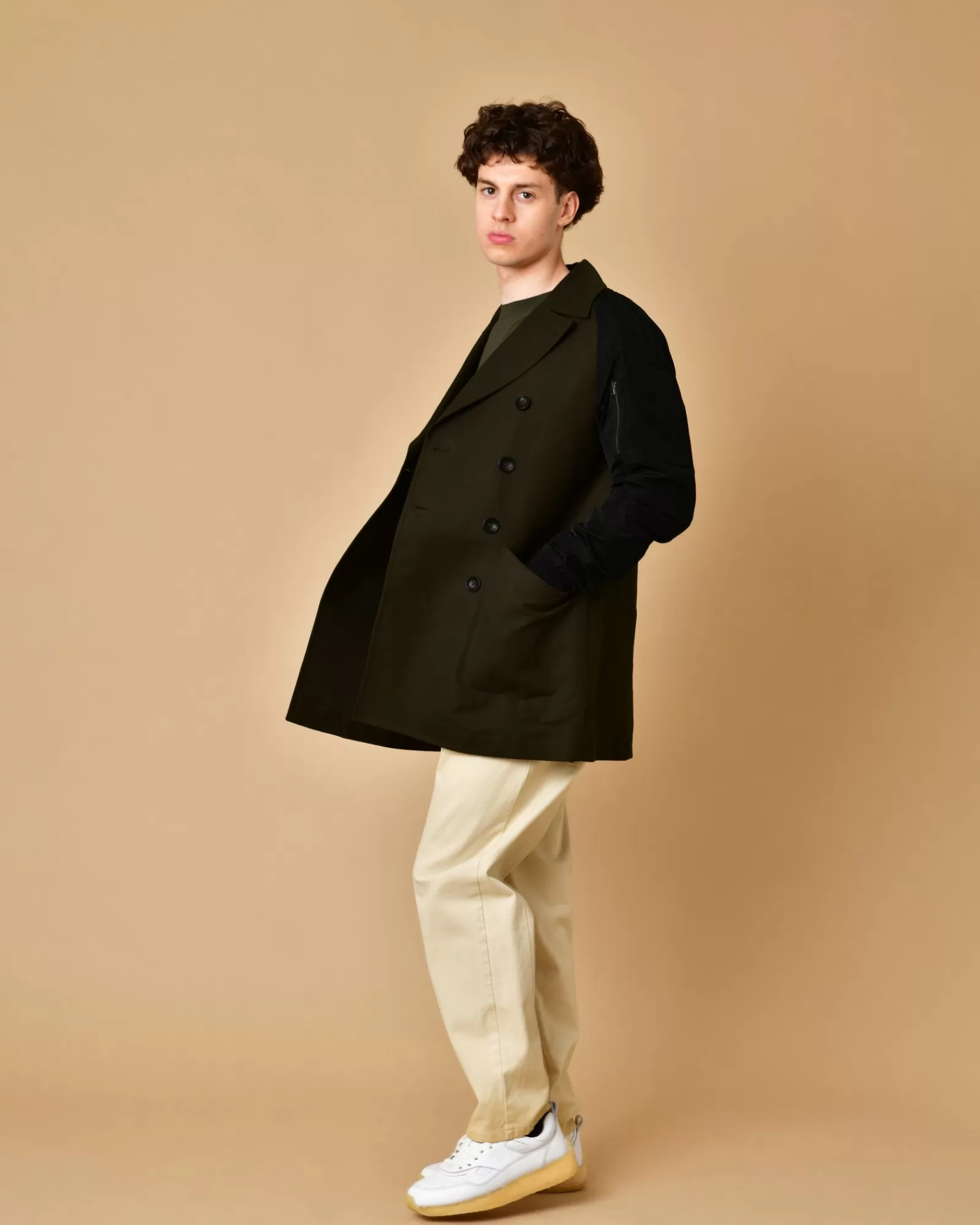 La Piscine Paris Manteau en bimatière à double boutonnage Ly Adams Vert Store