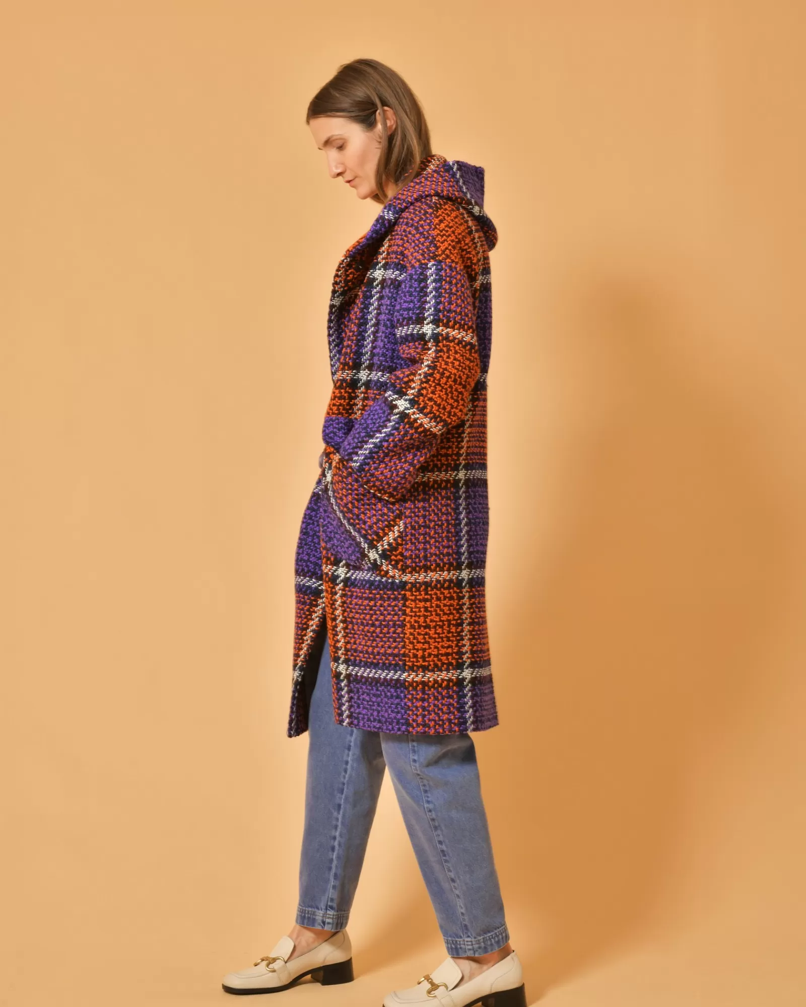 La Piscine Paris Manteau en laine mélangée à carreaux Mouche Multicolore Best