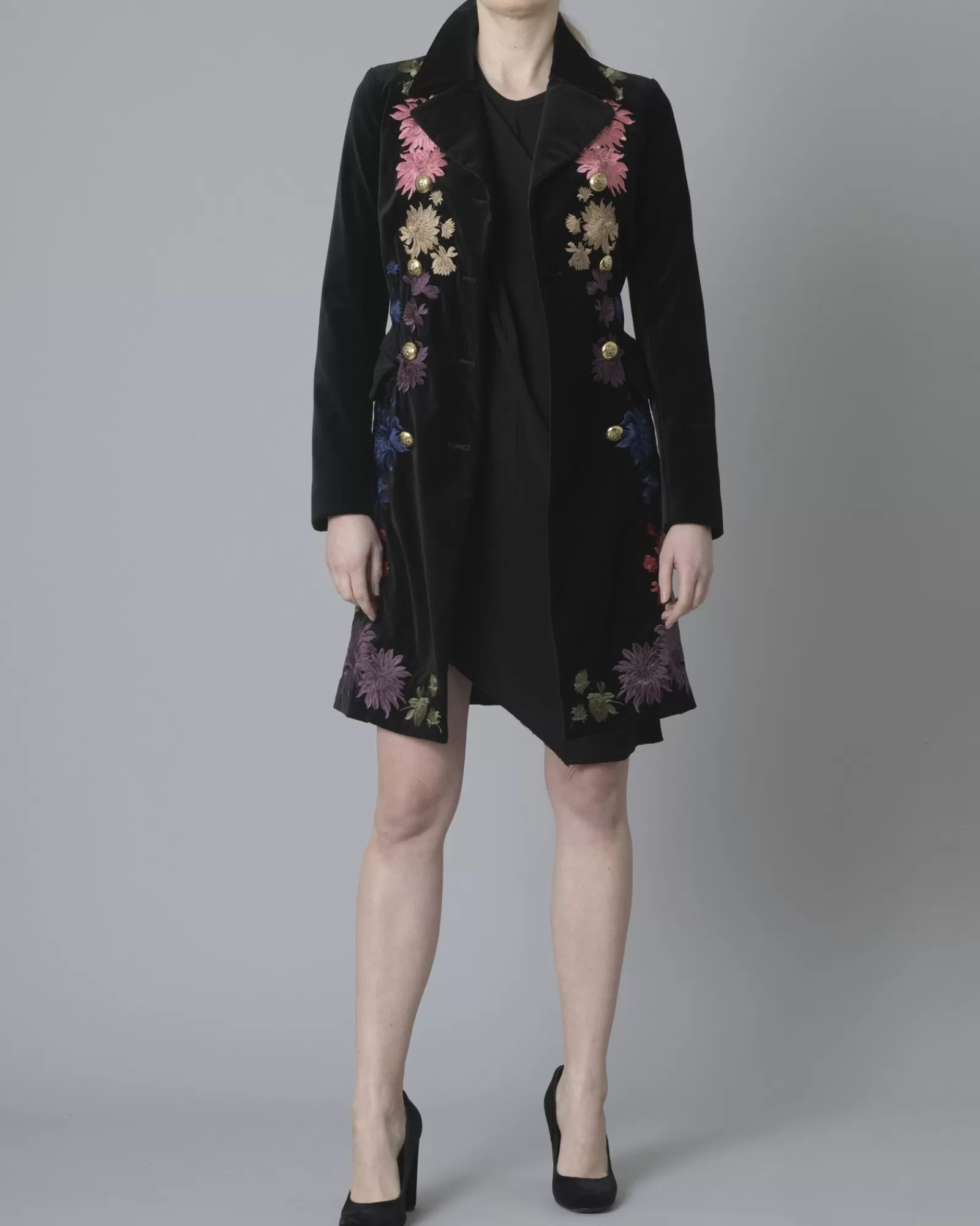 La Piscine Paris Manteau en velours à broderies Bazar Deluxe Noir Cheap