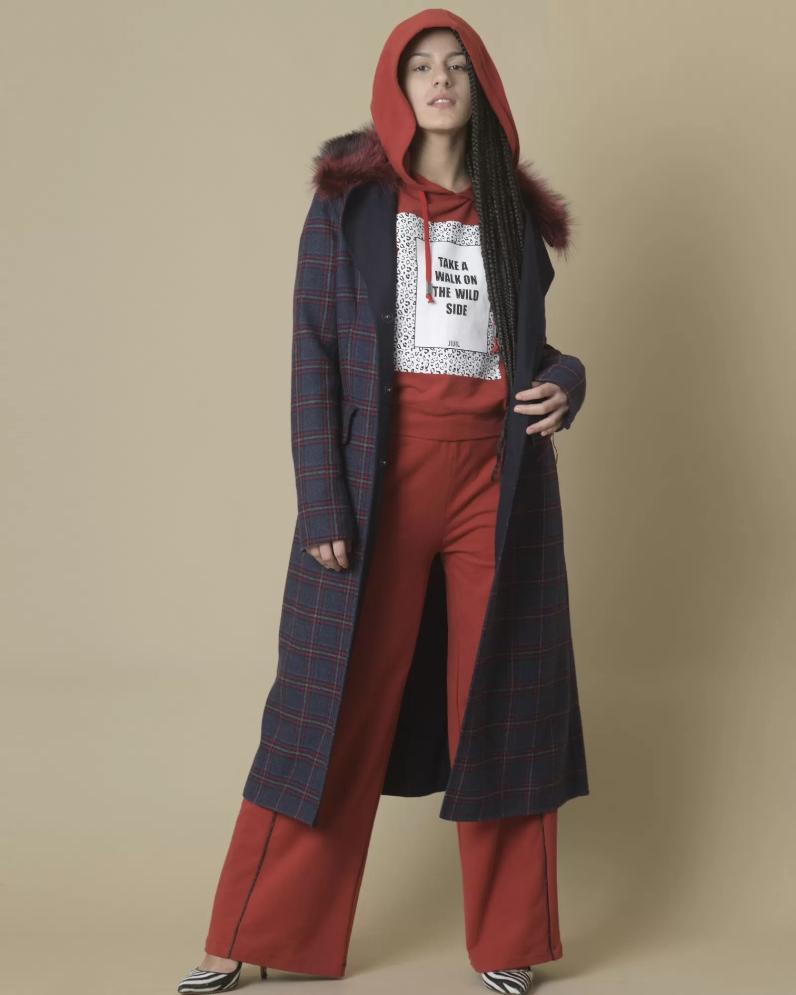 La Piscine Paris Manteau long à col en fourrure Lost In Me Bleu Best Sale