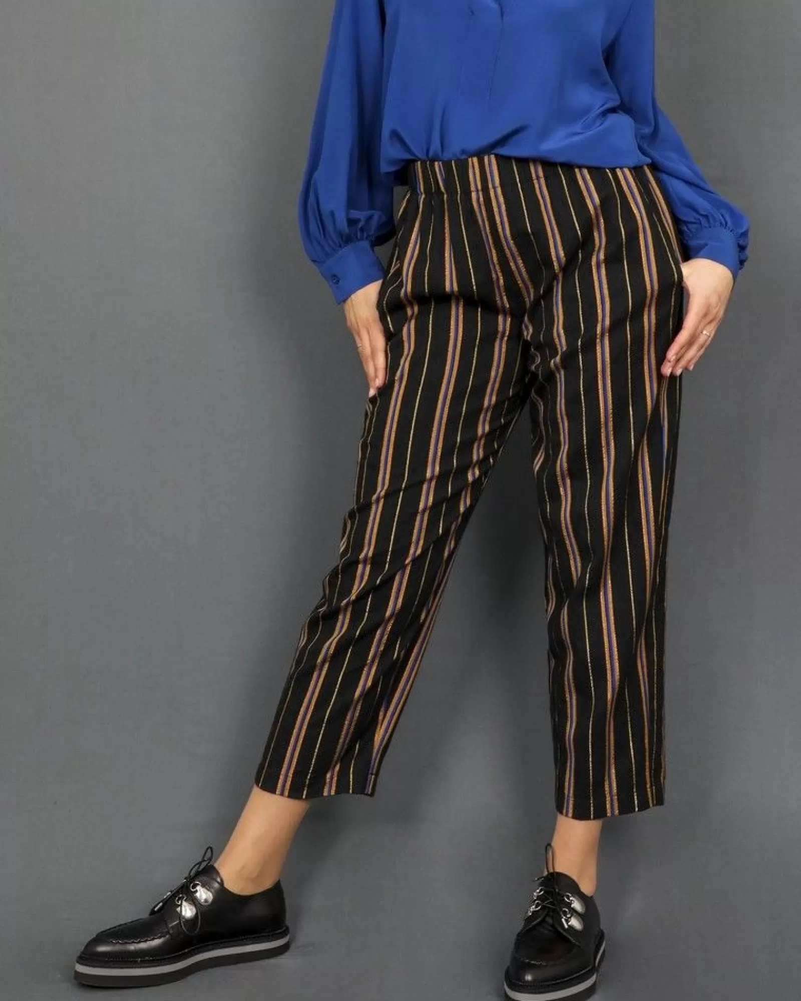 La Piscine Paris Pantalon à rayures multicolores Forte Forte Noir Discount