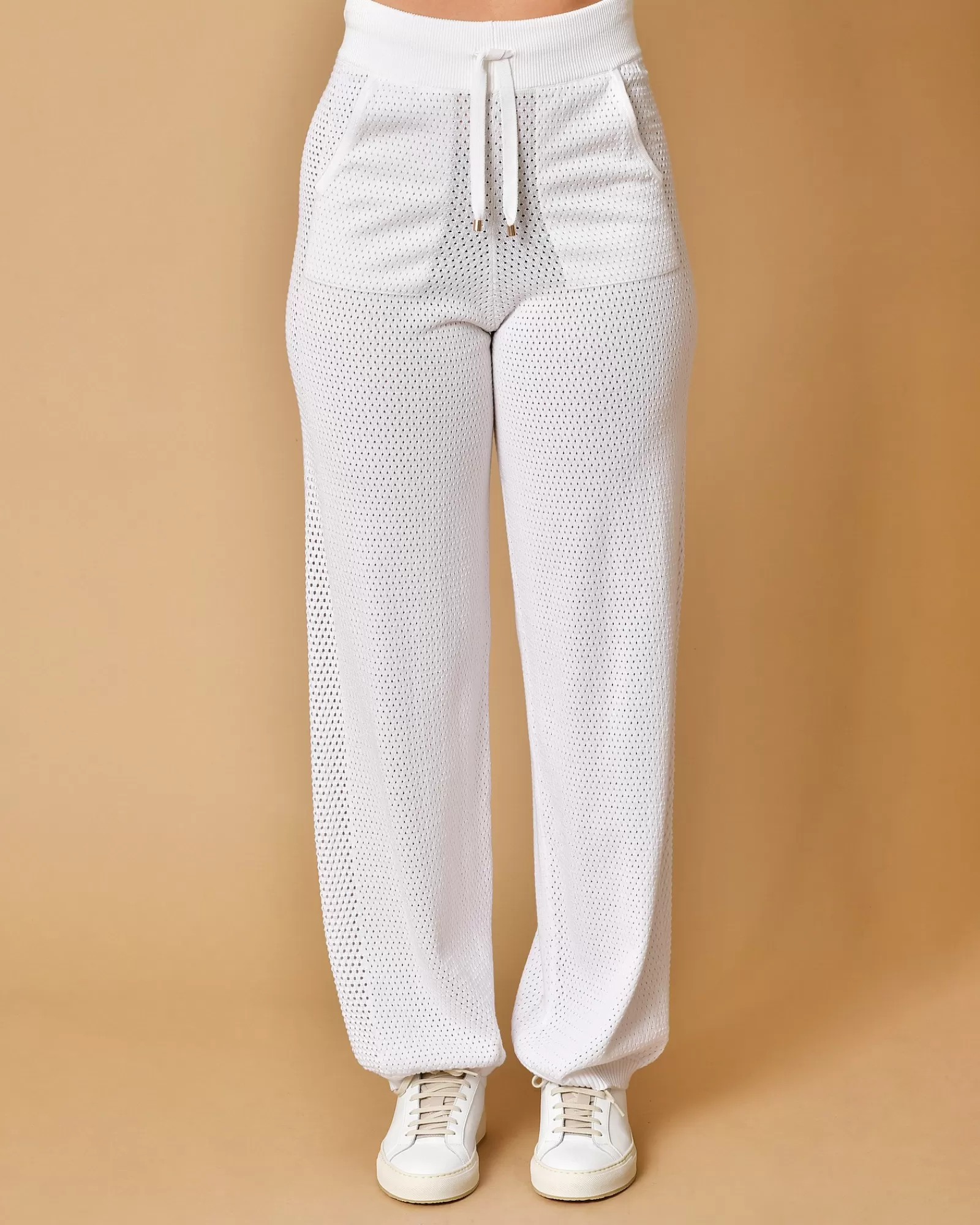 La Piscine Paris Pantalon en maille effet perforée Lorena Antoniazzi Blanc New
