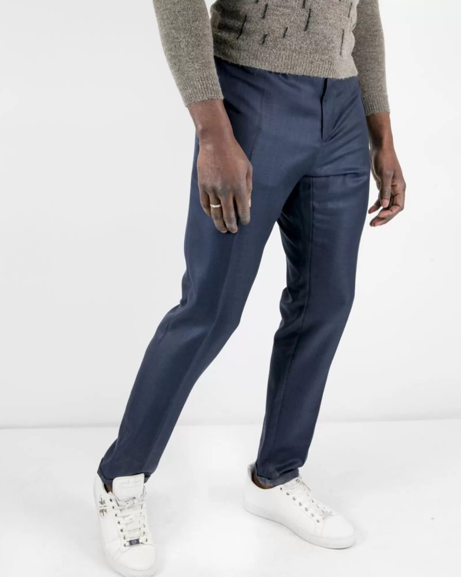 La Piscine Paris Pantalon tailleur nid d'abeilles en laine et soie Lords & Fools Bleu Discount
