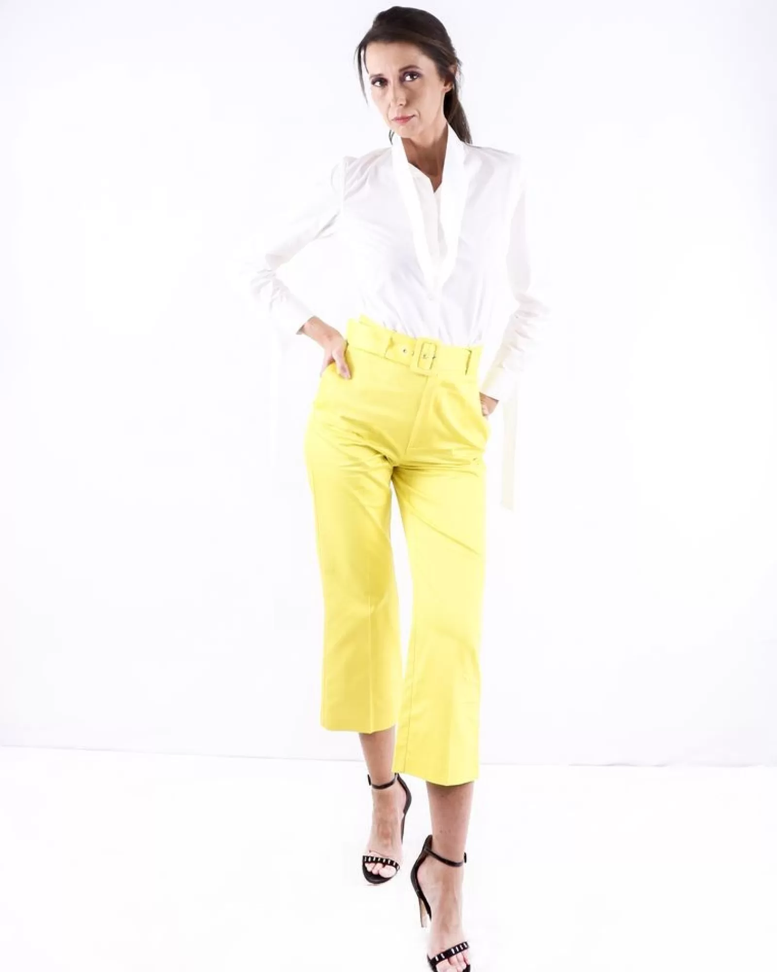 La Piscine Paris Pantalon culotte ceinturé Space Simona Corsellini Jaune Flash Sale