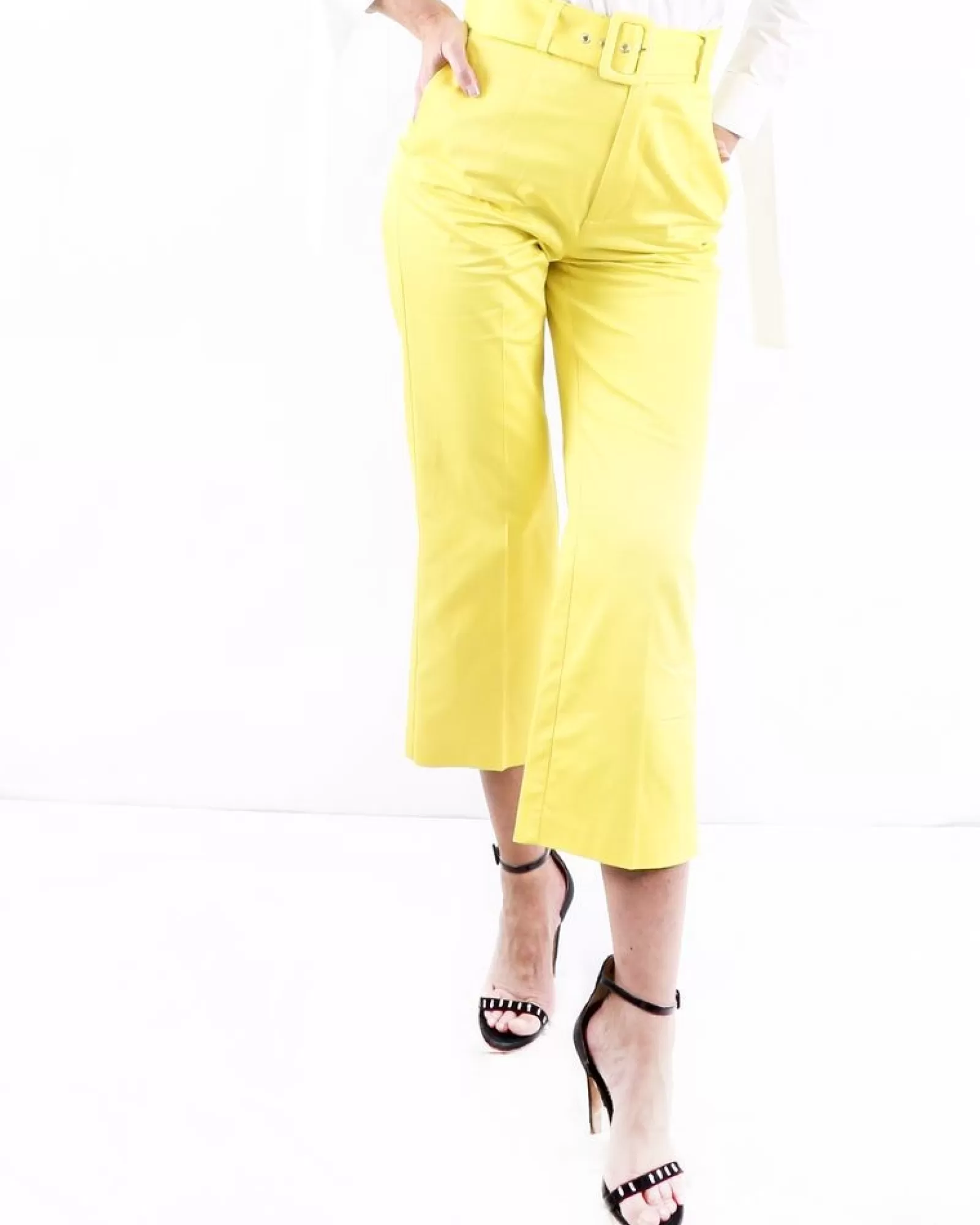 La Piscine Paris Pantalon culotte ceinturé Space Simona Corsellini Jaune Flash Sale