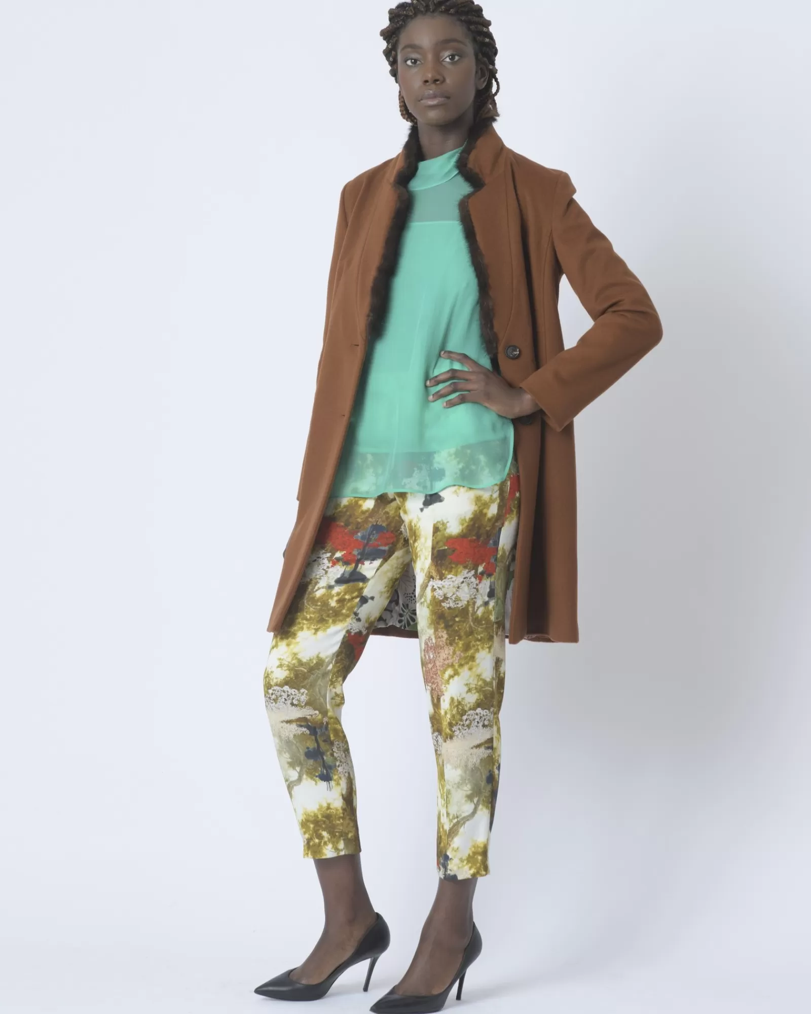 La Piscine Paris Pantalon en crêpe à imprimé abstrait Forte Forte Beige Best