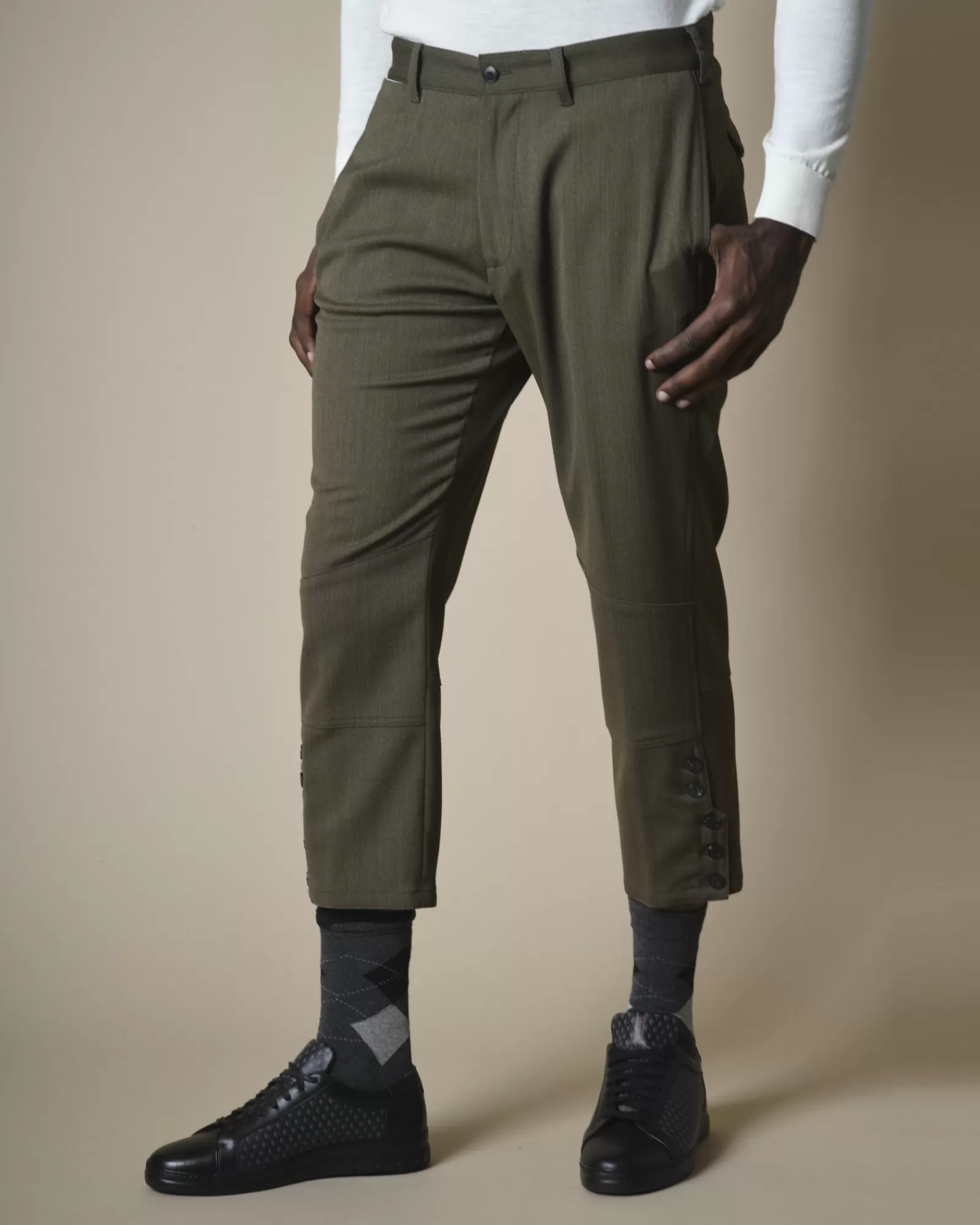 La Piscine Paris Pantalon en laine raccourci Gabriele Pasini Kaki Cheap