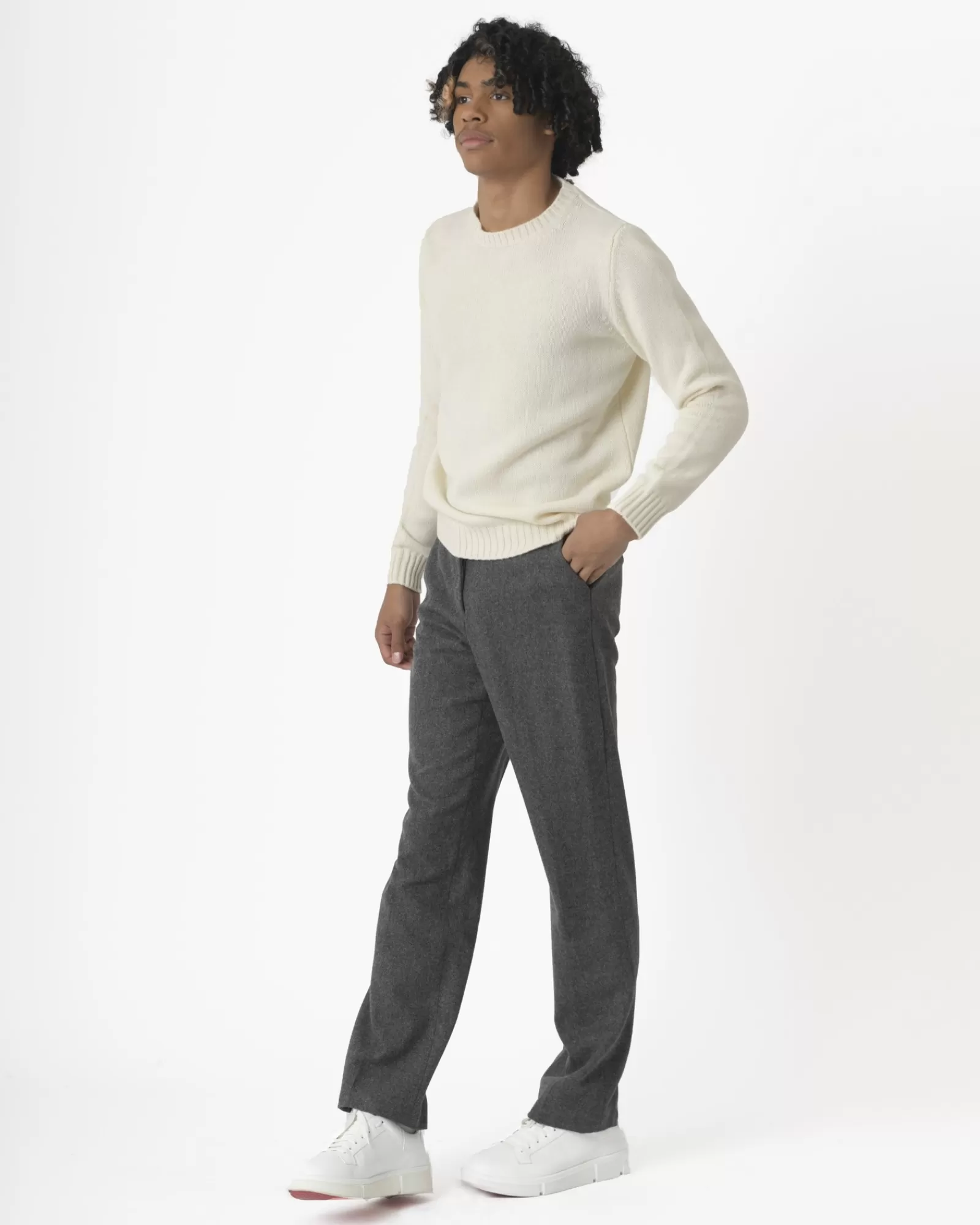 La Piscine Paris Pantalon anthracite en laine 120% Lino Gris Cheap
