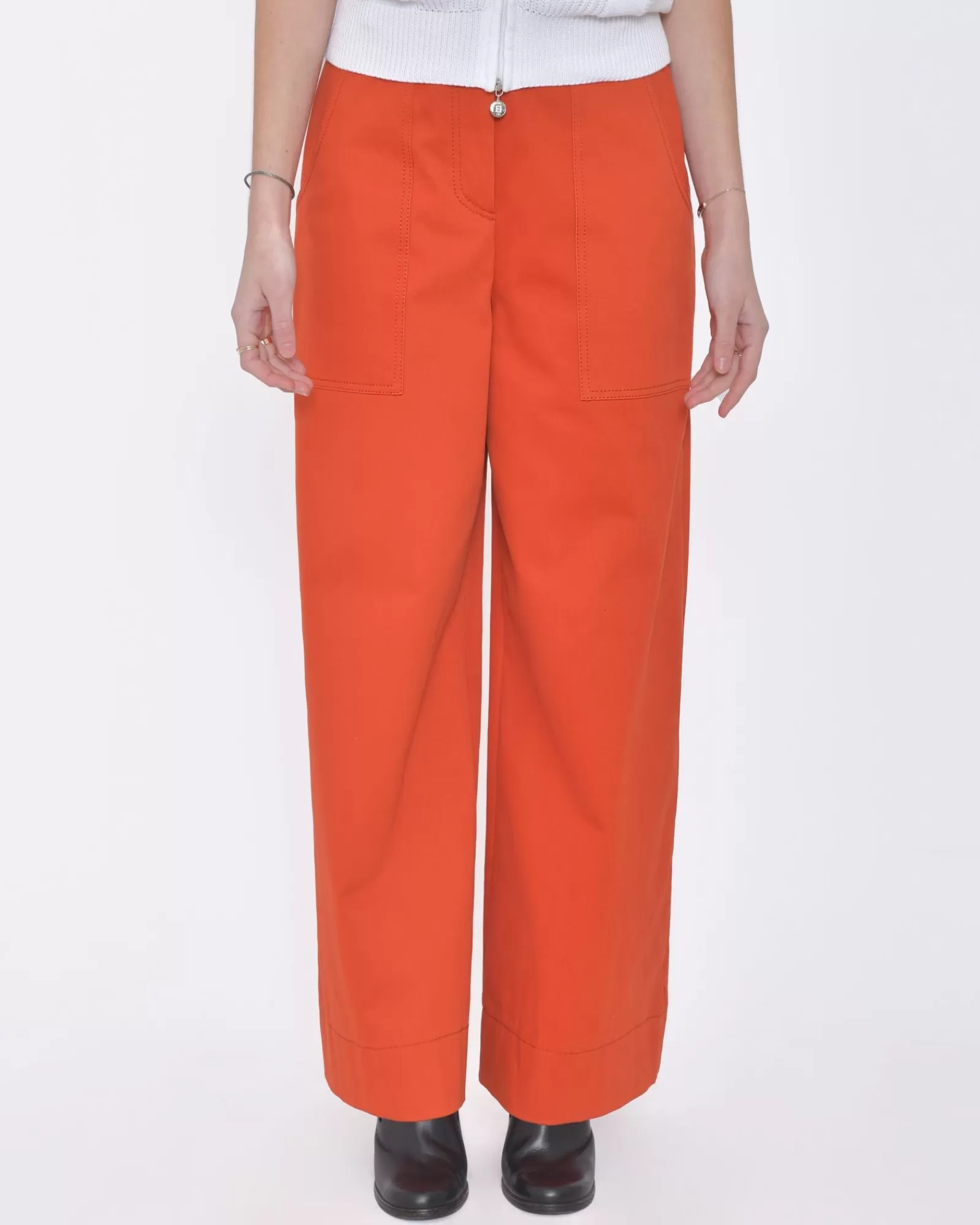 La Piscine Paris Pantalon droit taille haute Missoni Orange Clearance
