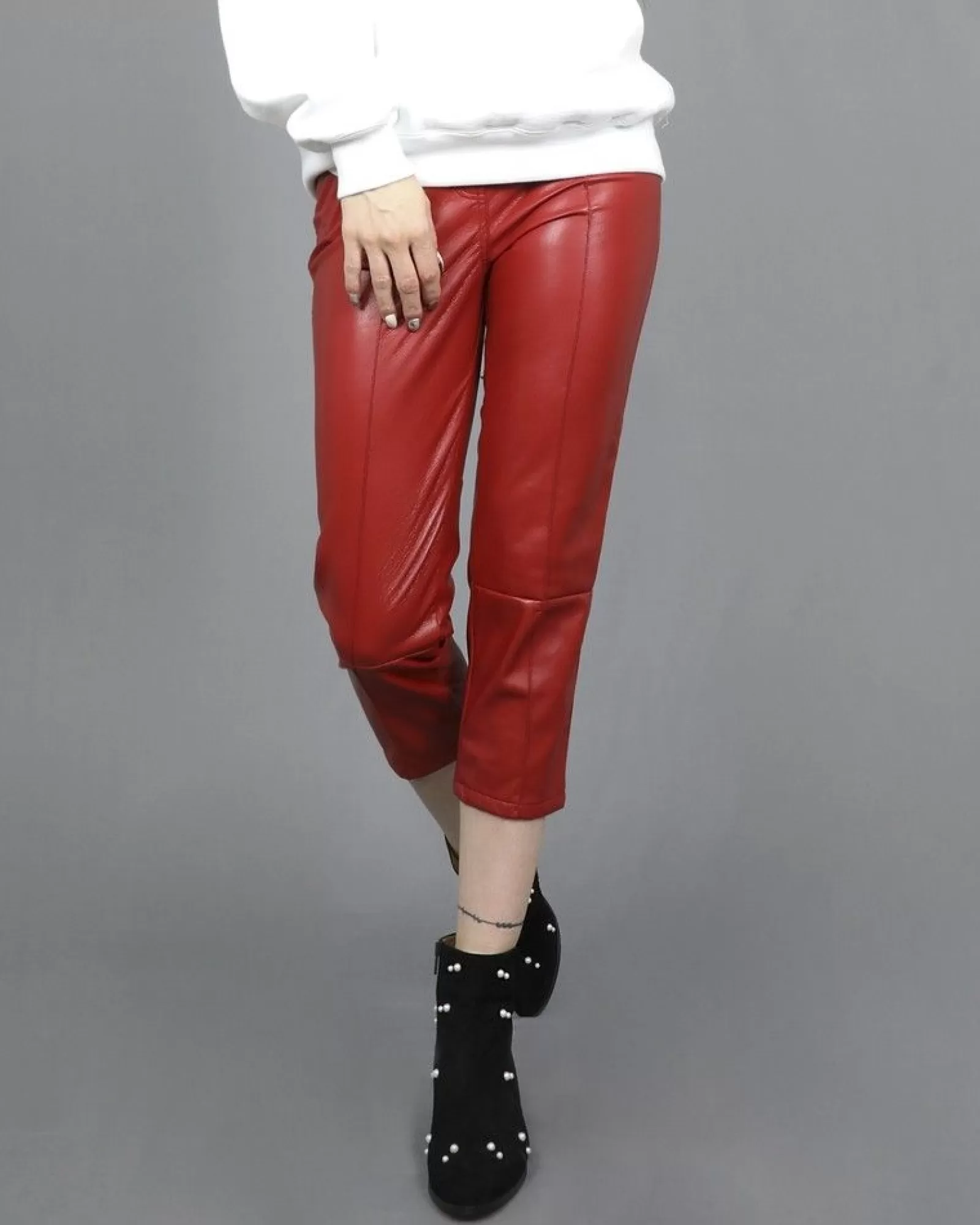 La Piscine Paris Pantalon en cuir synthétique à ceinture Space Simona Corsellini Rouge Flash Sale