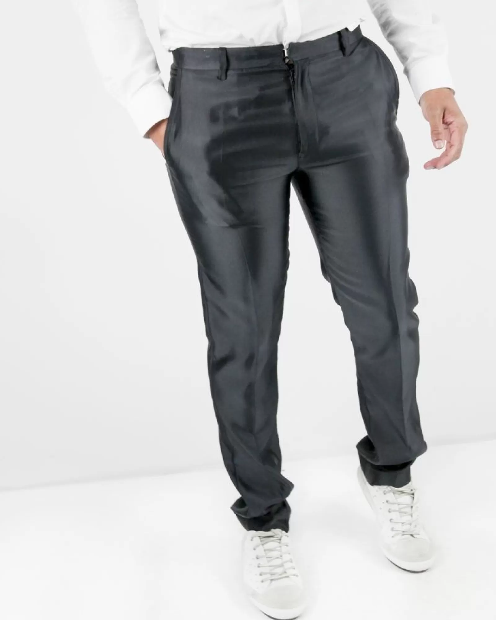 La Piscine Paris Pantalon tailleur en crêpe côtelé John Galliano Noir Outlet