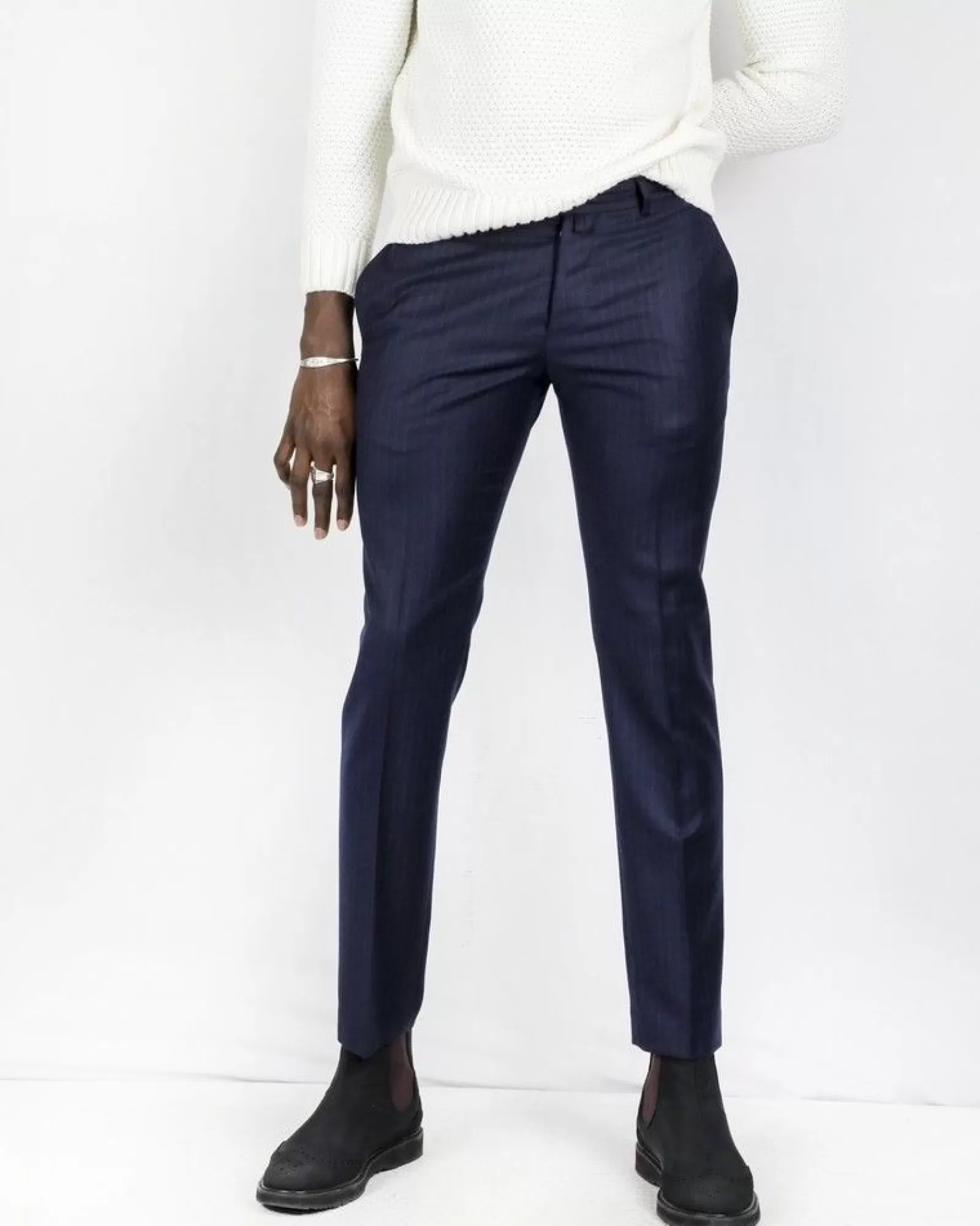 La Piscine Paris Pantalon tailleur en laine e rayé Ly Adams Bleu Outlet