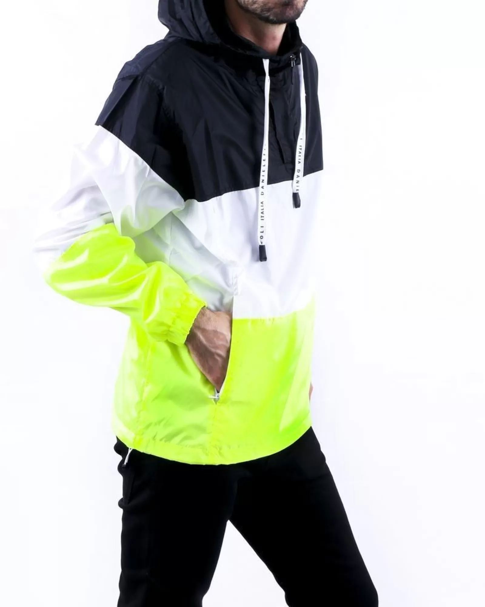La Piscine Paris Parka tricolore noire à poche kangourou Fiesoli Blanc Online