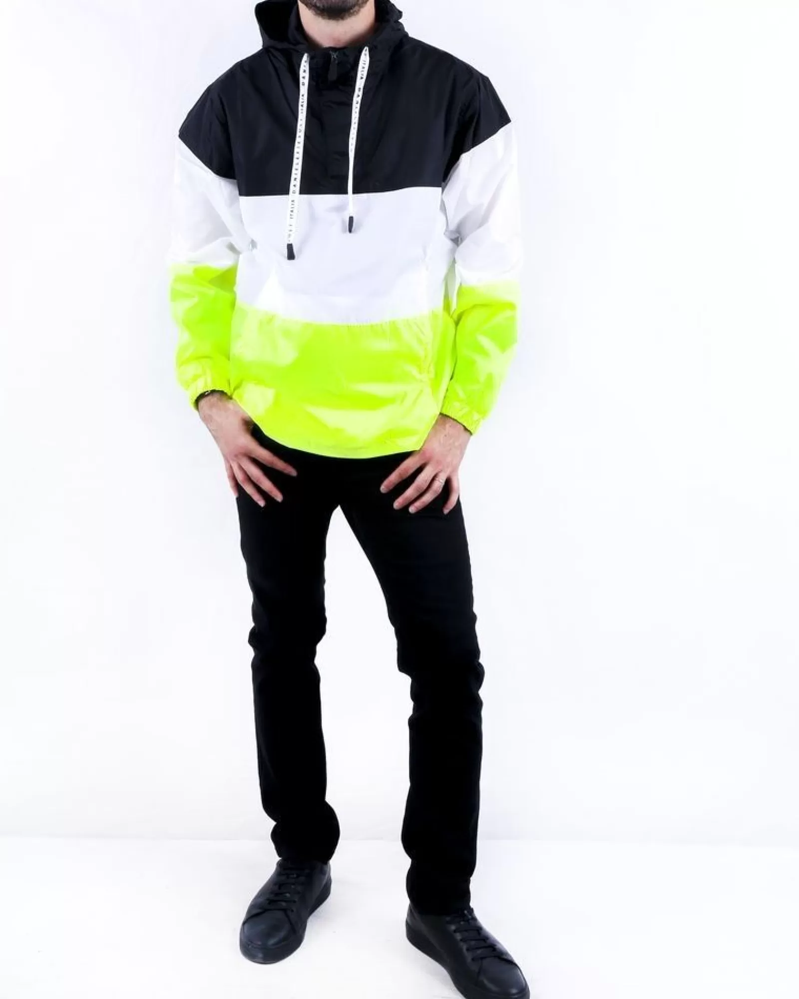 La Piscine Paris Parka tricolore noire à poche kangourou Fiesoli Blanc Online