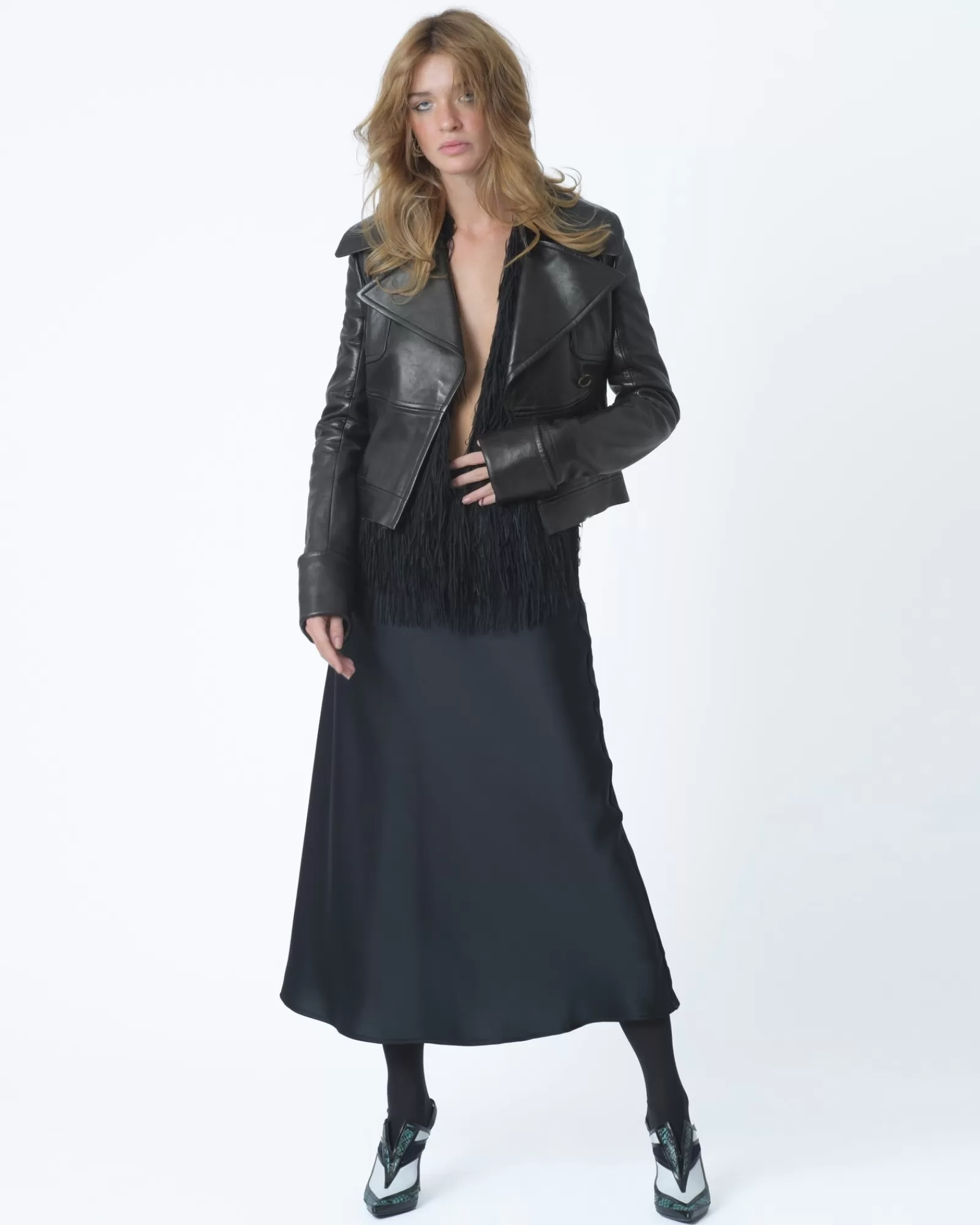La Piscine Paris Perfecto court en cuir John Galliano Noir Hot